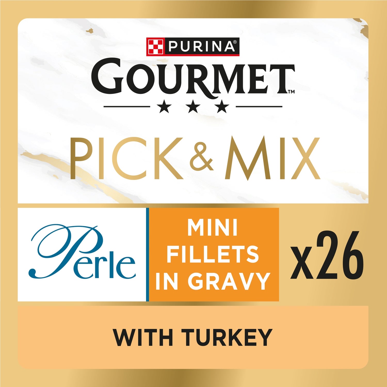 GOURMET Perle Mini Fillets in Gravy with Turkey Adult Wet Cat Food 26x85g
