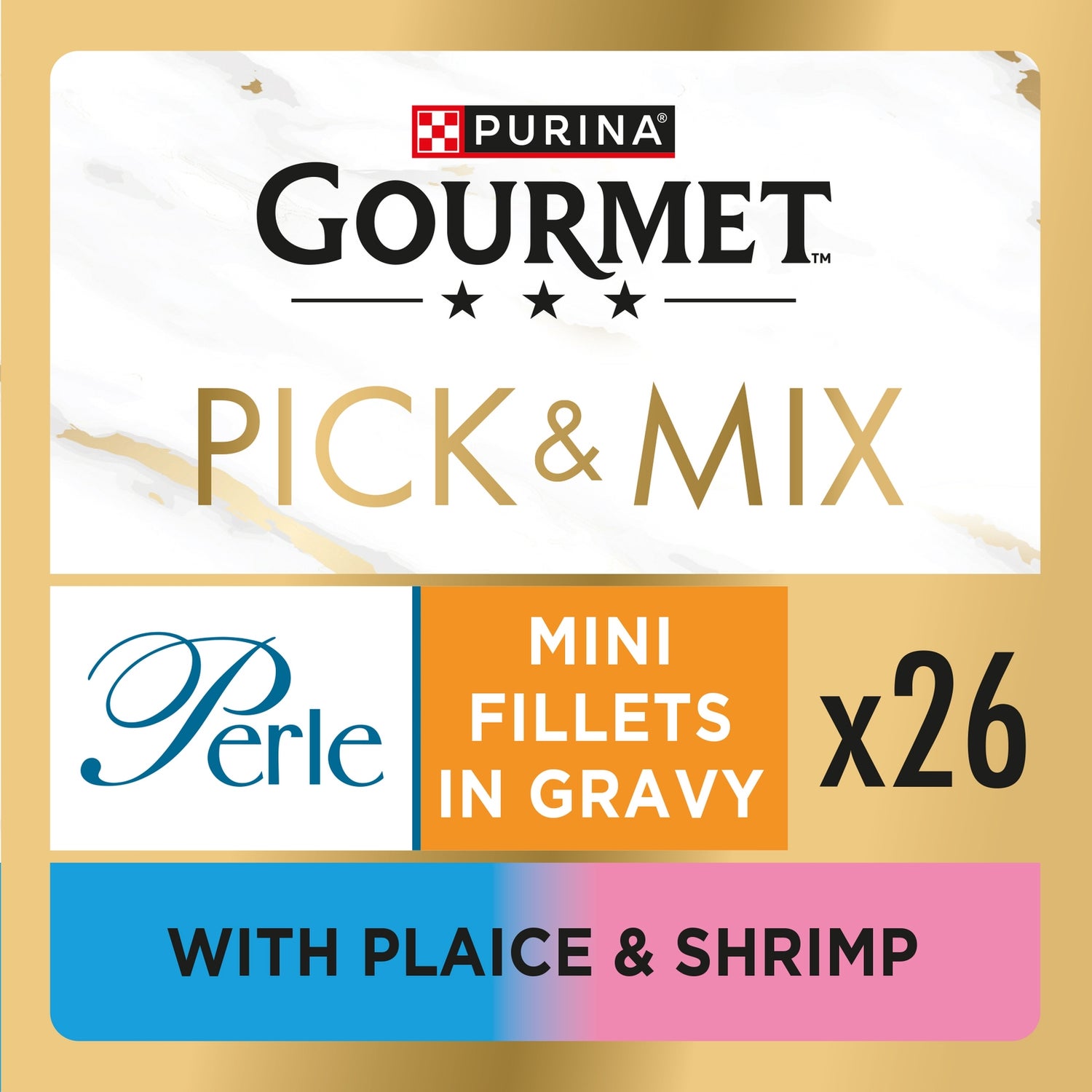 GOURMET Perle Mini Fillets in Gravy with Plaice & Shrimp Adult Wet Cat Food 26x85g
