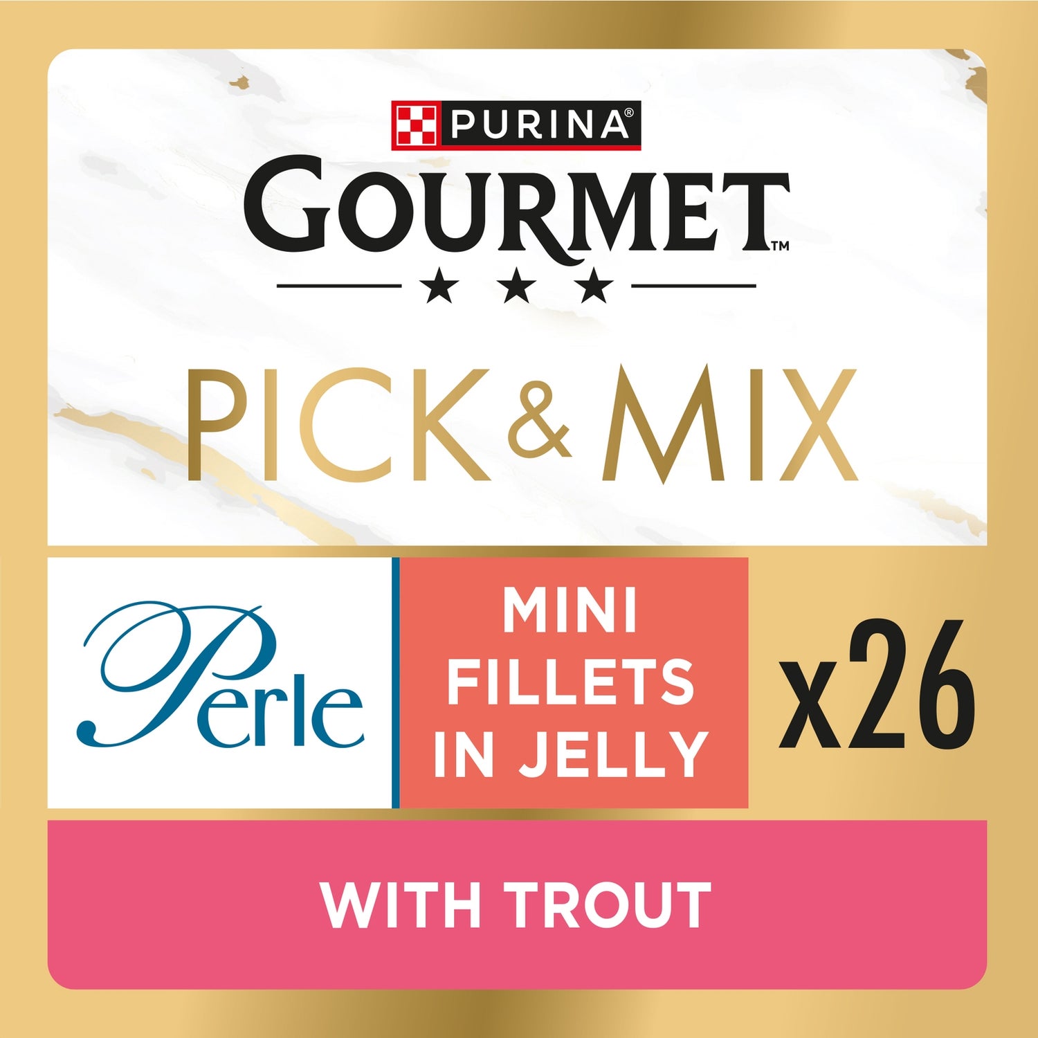 GOURMET Perle Mini Fillets in Jelly with Trout Adult Wet Cat Food 26x85g