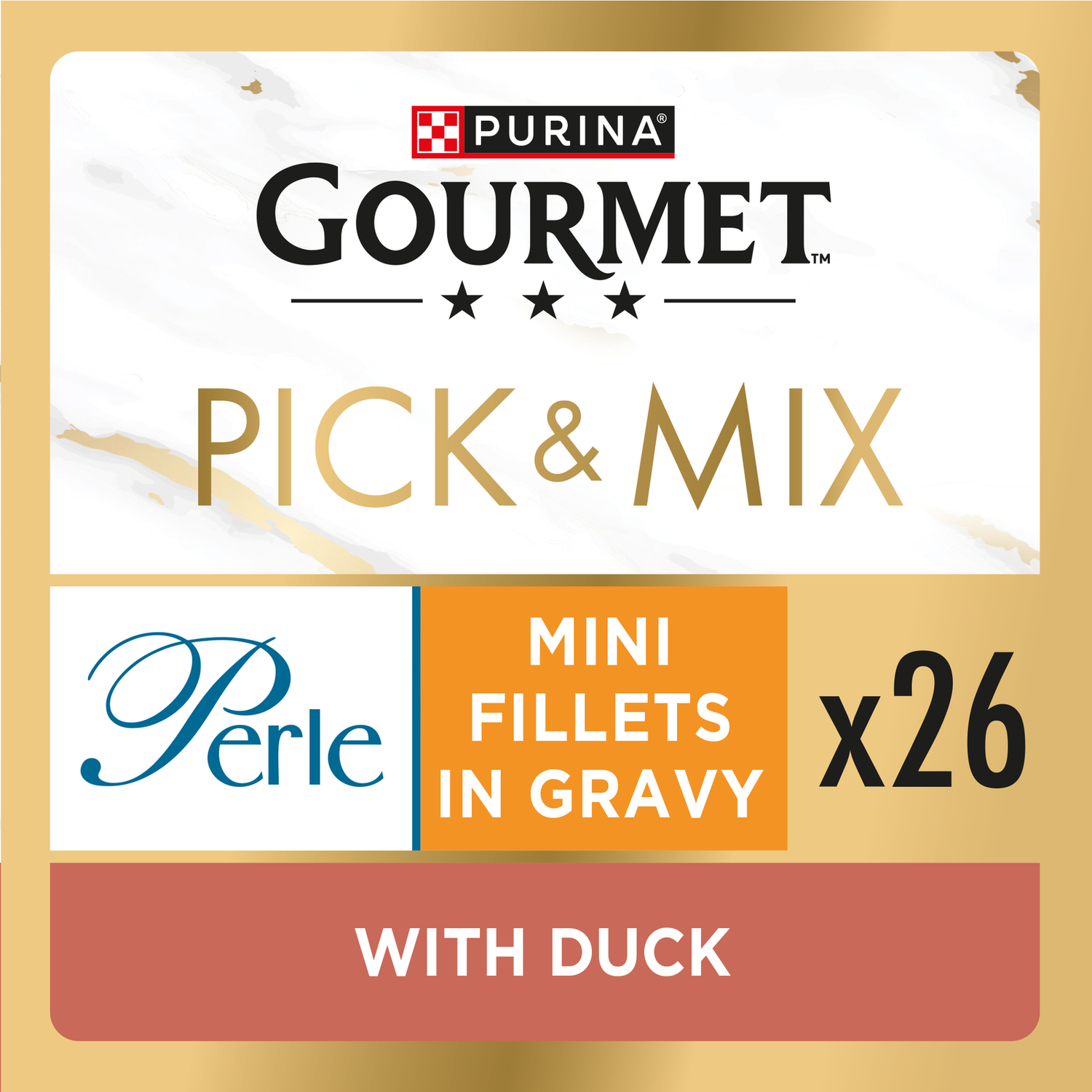 GOURMET Perle Mini Fillets in Gravy with Duck Adult Wet Cat Food 26x85g