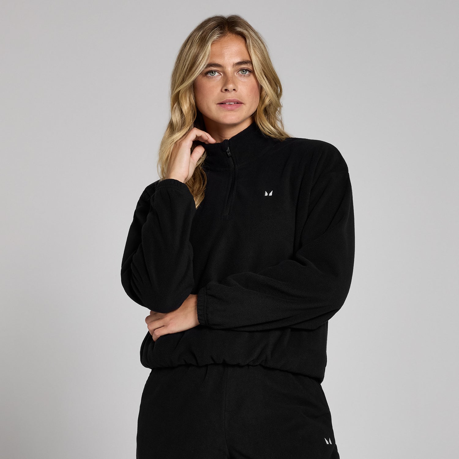 MP Women's Funnel Neck 1/4 Zip Fleece - Black - XS