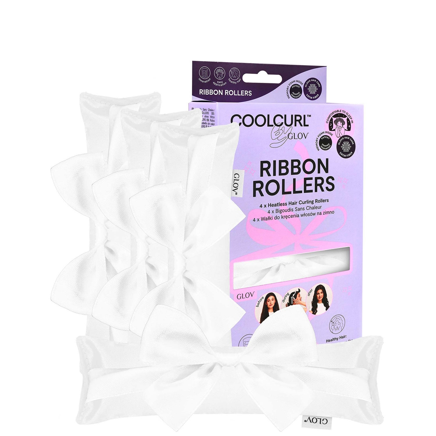 GLOV Coolcurl Heatless Hair Curling Satin Ribbon Rollers Set - Black