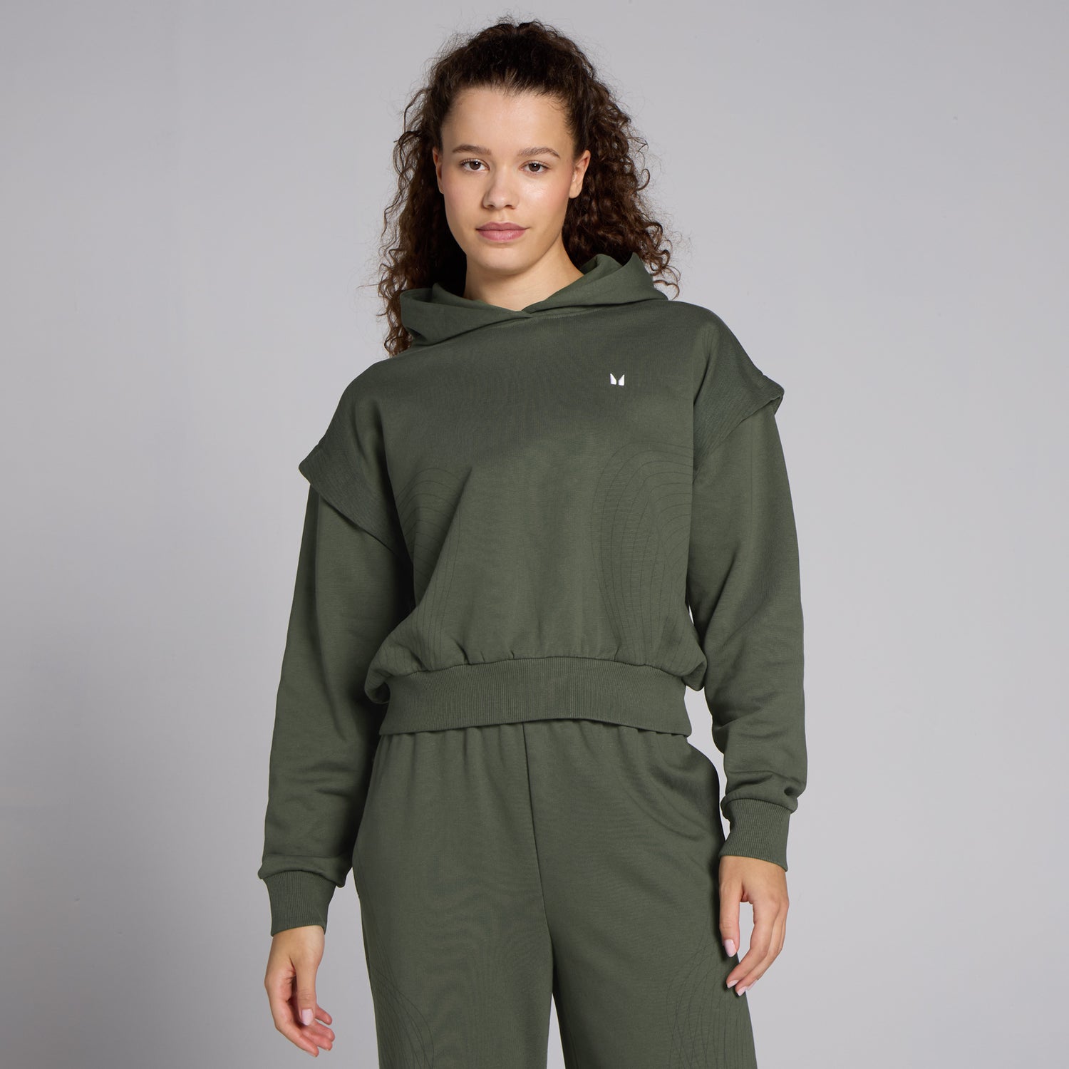 MP Women's Tempo Graphic Crop Hoodie - Dark Olive - XS
