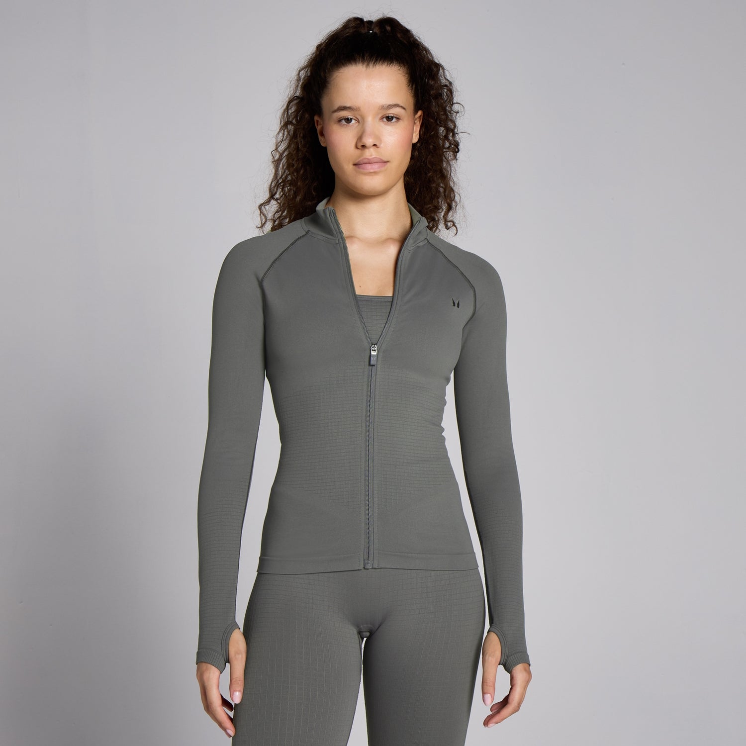 Veste gaufrée sans coutures à fermeture éclair intégrale MP Lifestyle pour femmes – Gris acier - M