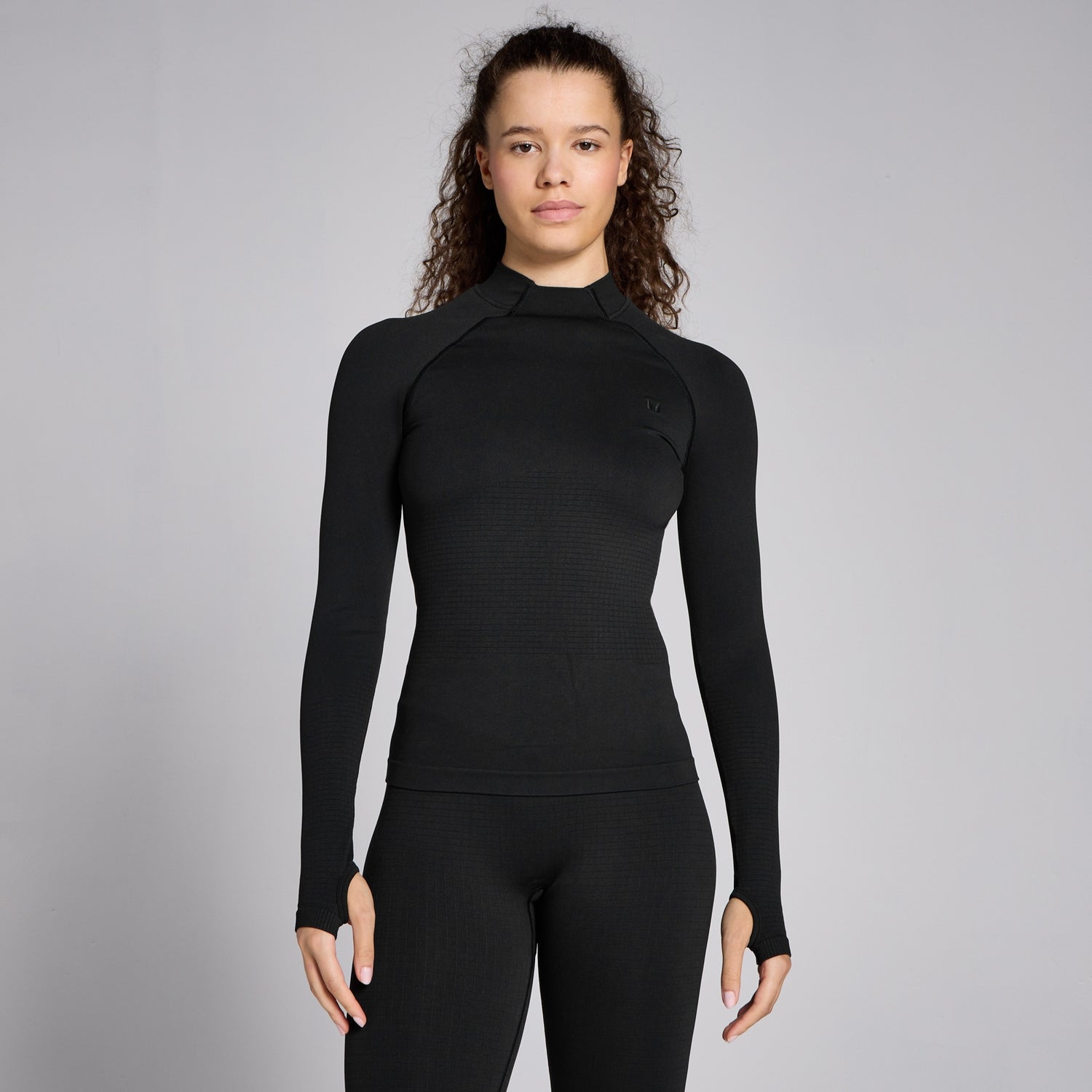 MP Női Lifestyle Waffle Seamless Hosszú Ujjú Felső – Fekete - XS