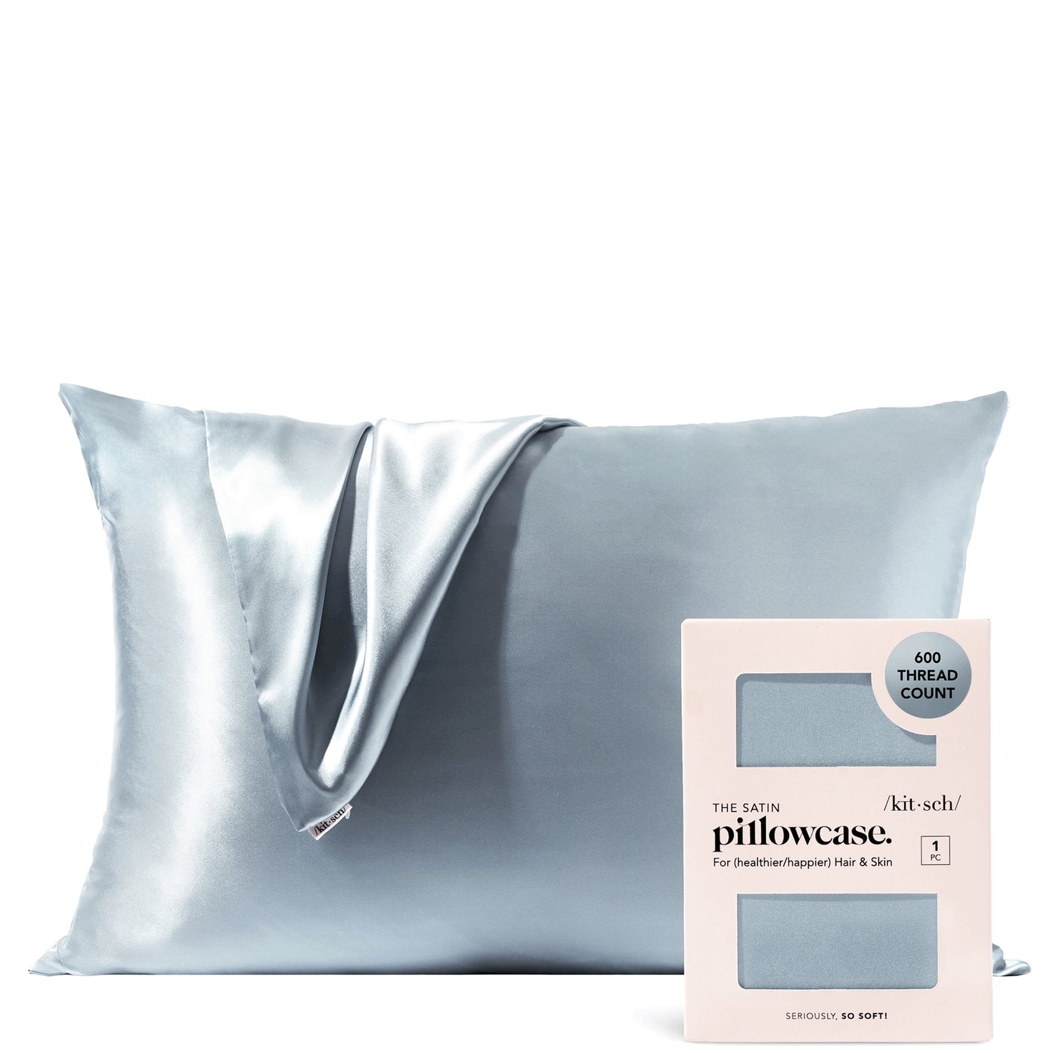 Kitsch Standard Satin Pillowcase - Haze Blue