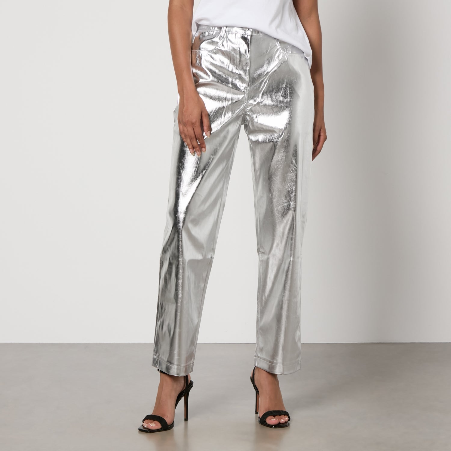 Amy Lynn Lupe Textured Faux Leather Straight-Leg Trousers - XS