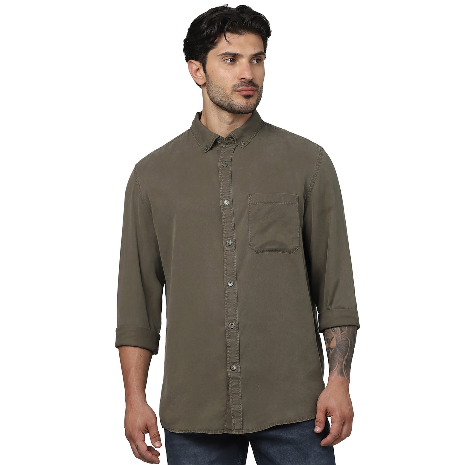 Khaki button down dress shop