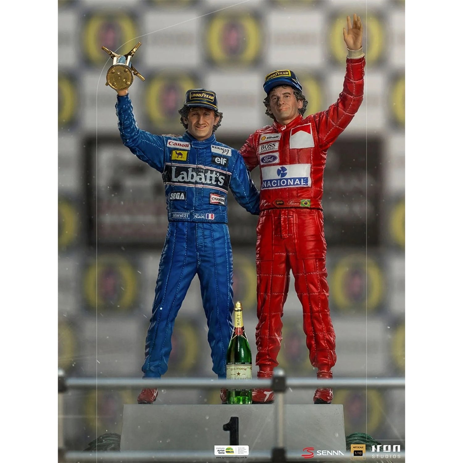 Iron Studios Ayrton Senna And Alain Prost Deluxe The Last Podium Art Scale 1/10 Collectible Statue (27cm)