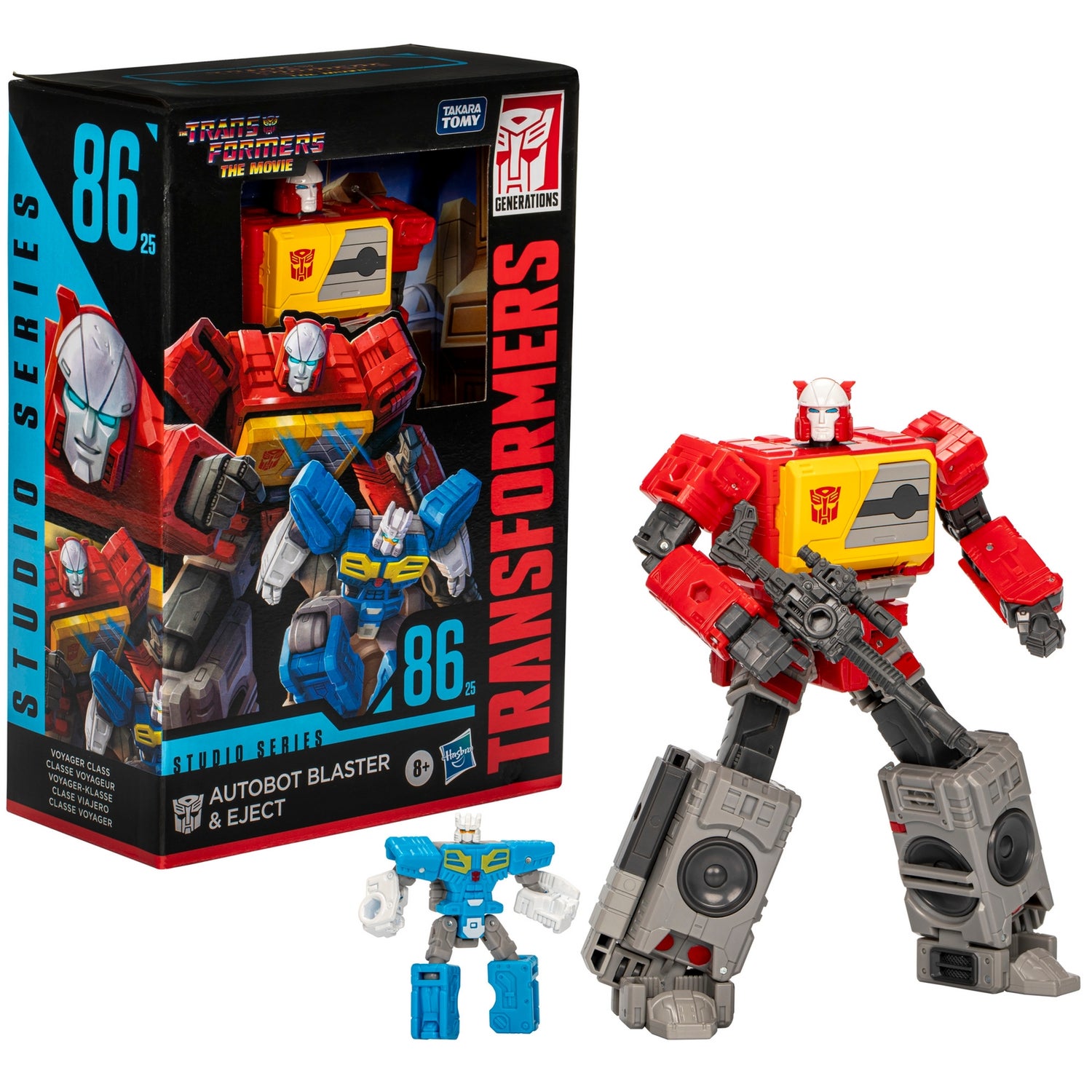 Hasbro Transformers Studio Series Voyager The Transformers: The Movie 86-25 Autobot Blaster & Eject 6.5” Action Figure, 8+