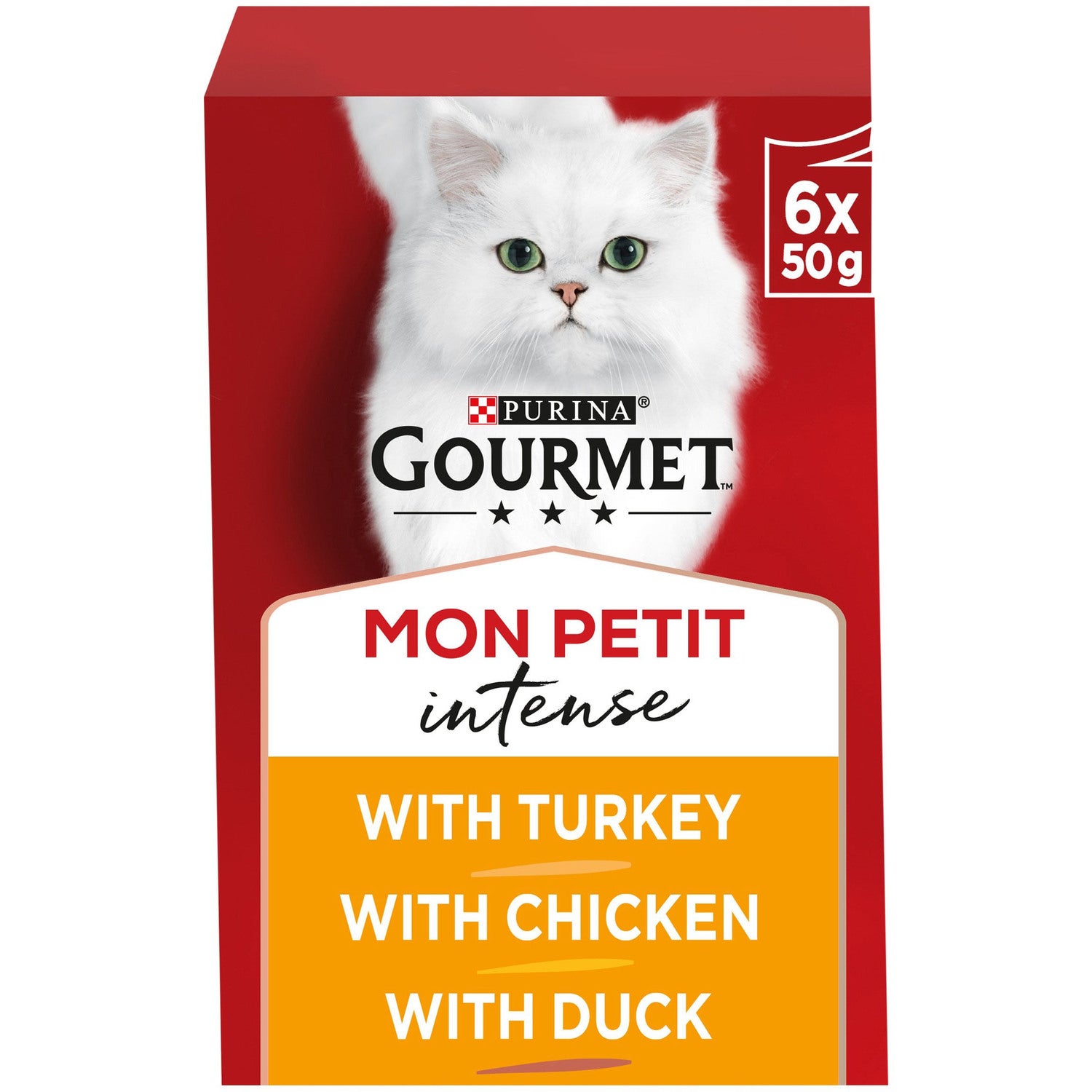 GOURMET Mon Petit Intense Meaty Variety with Duck, Chicken & Turkey Adult Wet Cat Food 6x50g