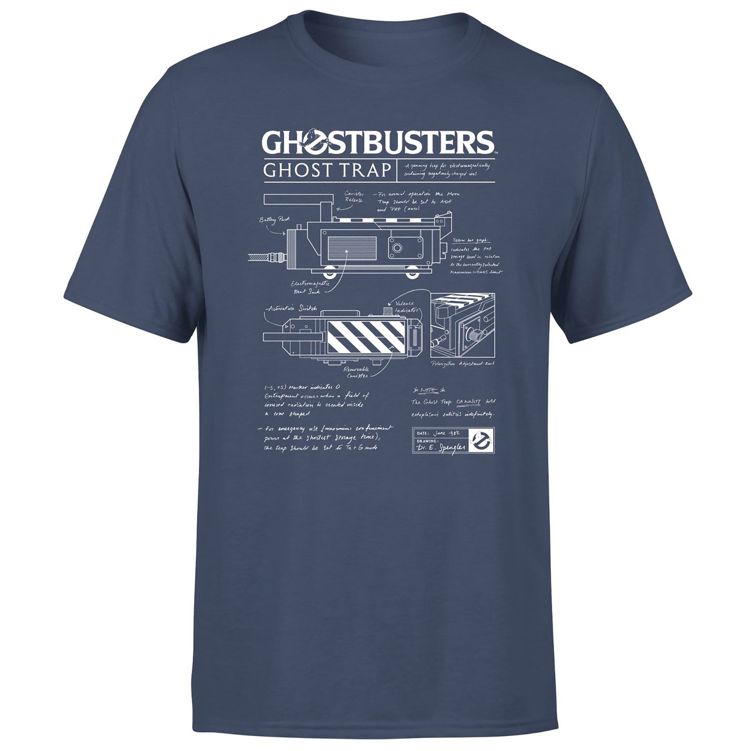 Ghostbusters Ghost Trap Schematic Men's T-Shirt - Navy