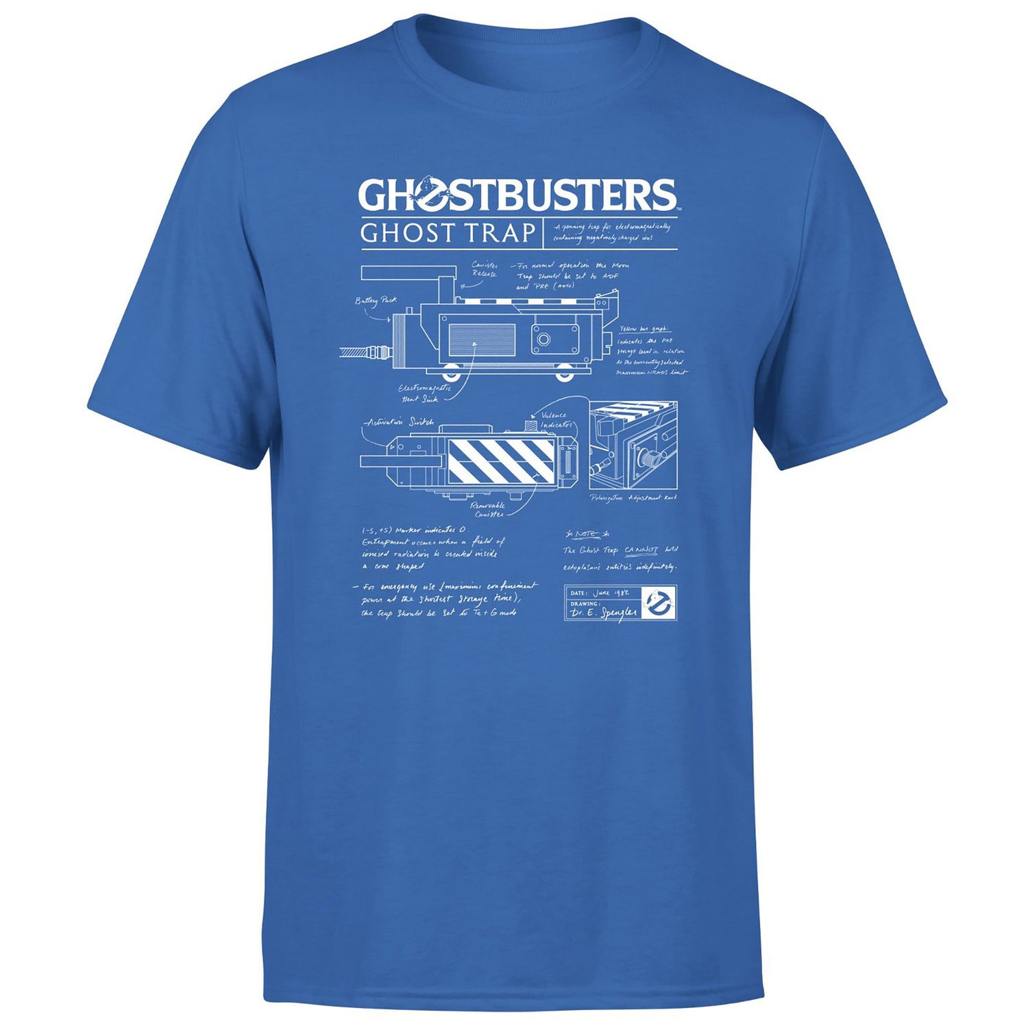 Ghostbusters Ghost Trap Schematic Men's T-Shirt - Blue