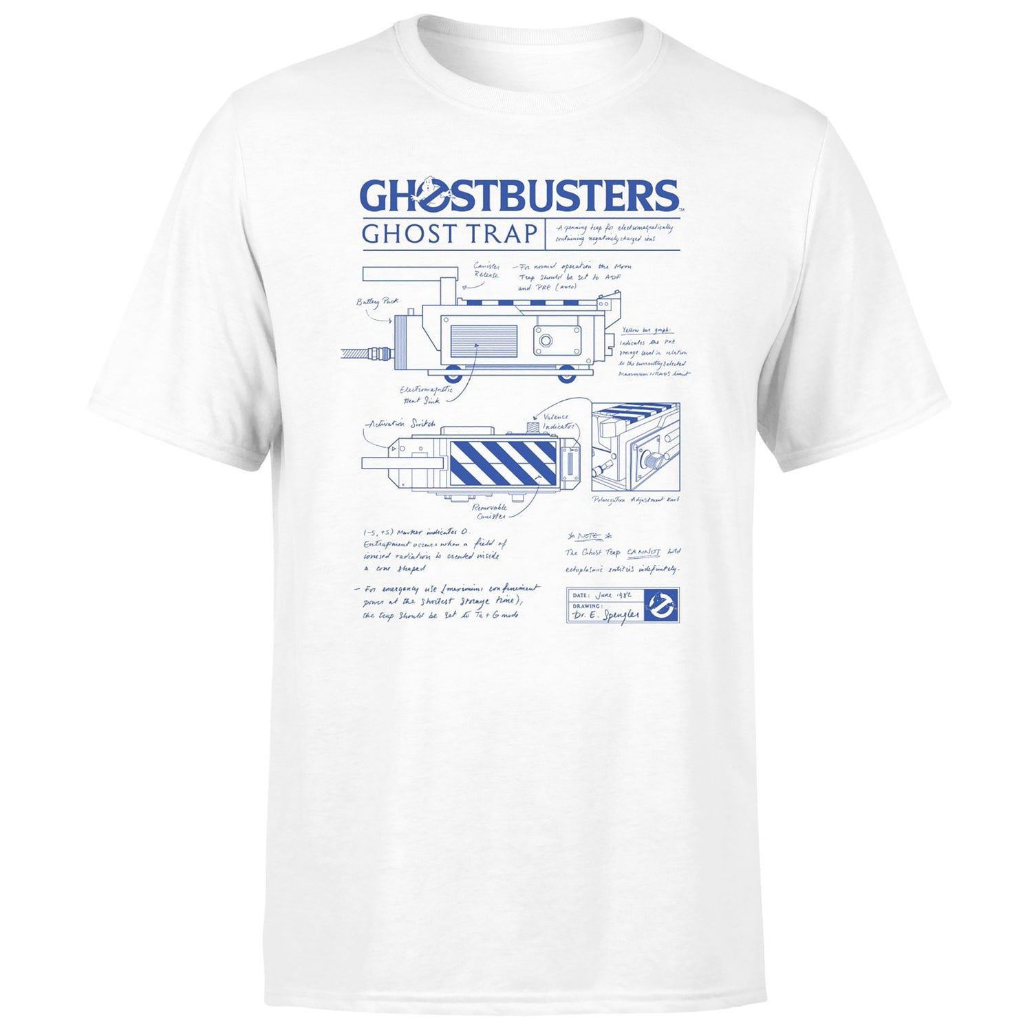 Ghostbusters Ghost Trap Schematic Men's T-Shirt - White