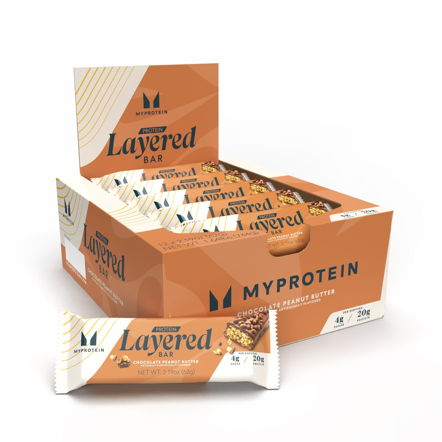 Layered Protein Bar - 12Bars - Chocolate Peanut Butter