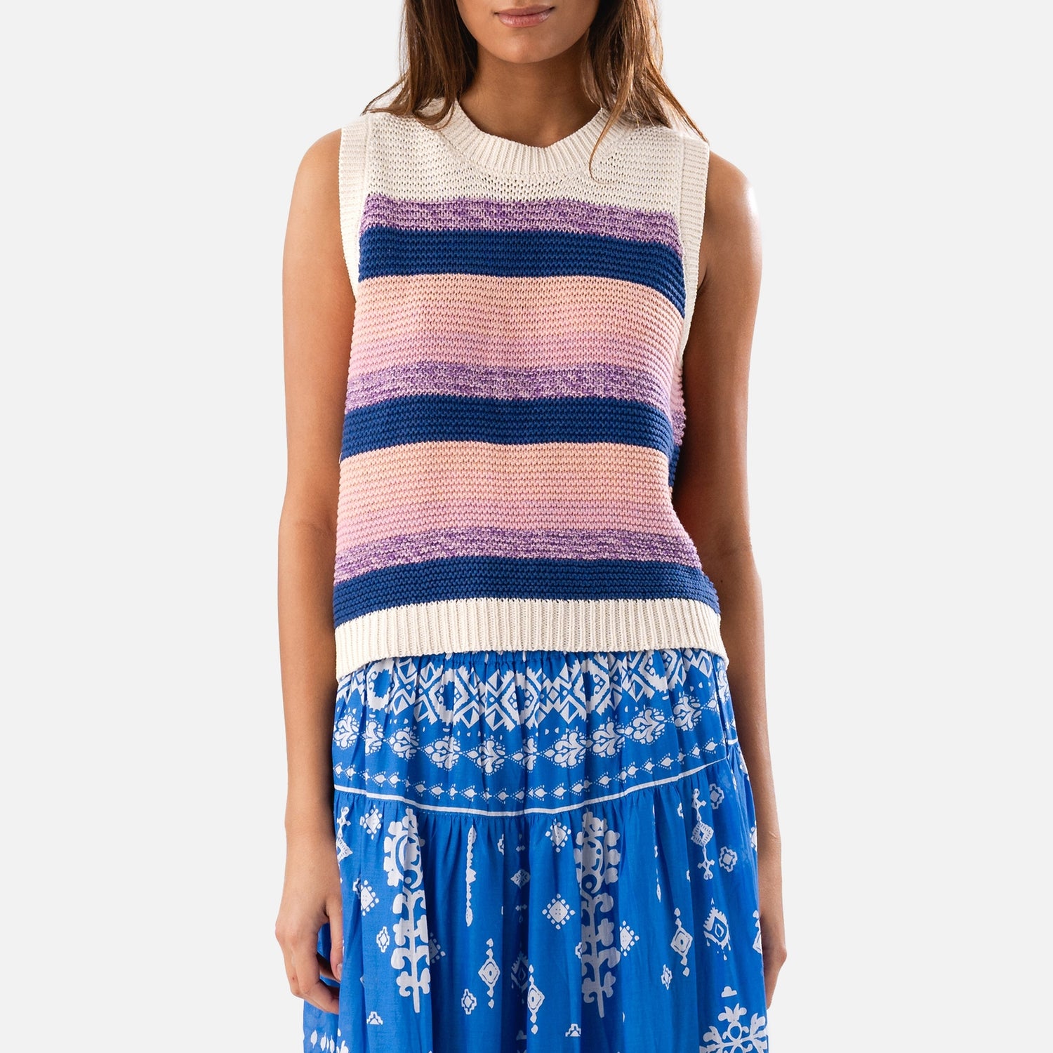 Lollys Laundry Chicago Cotton-Blend Intarsia-Striped Vest - XS