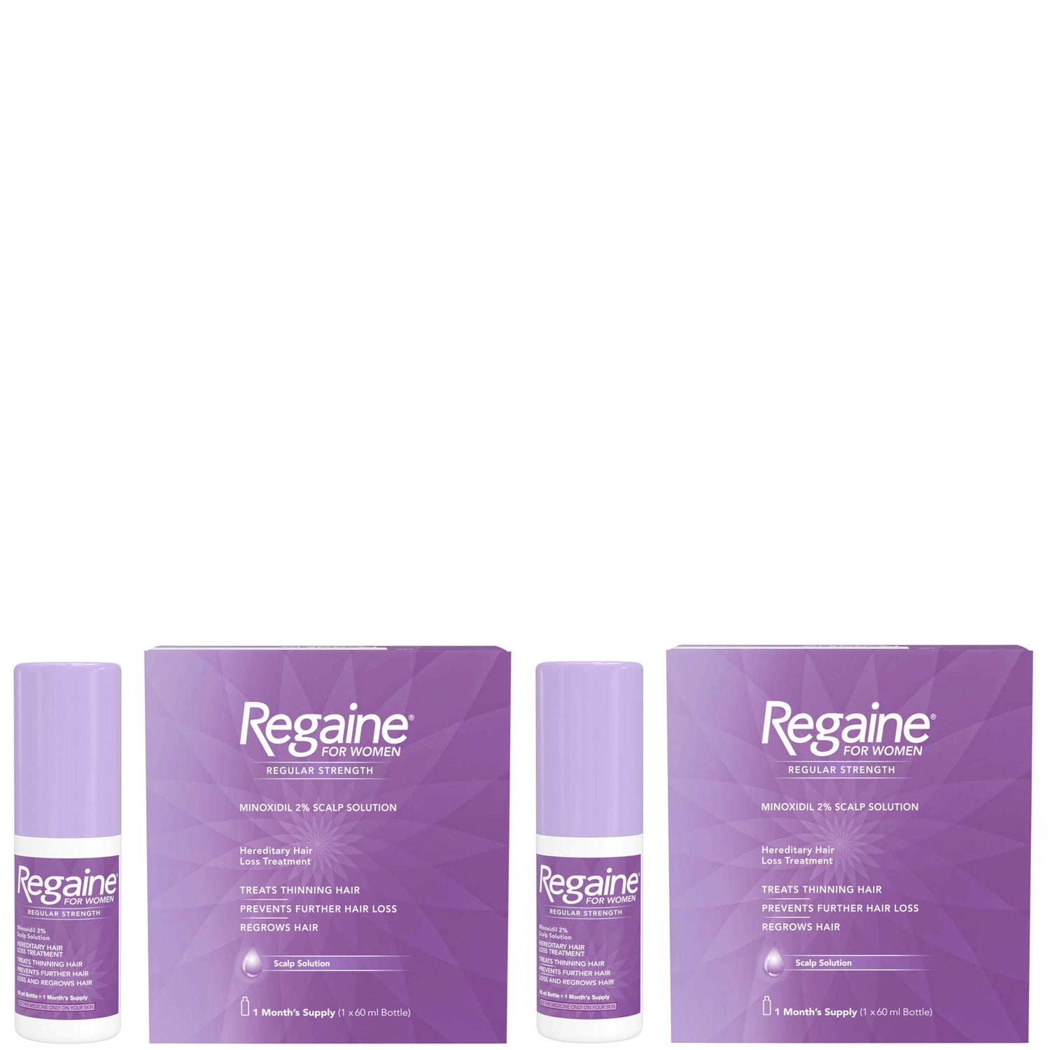 Regaine For Women Re-Growth Scalp Solution with 2% Minoxidil - 2 Month Supply Bundle