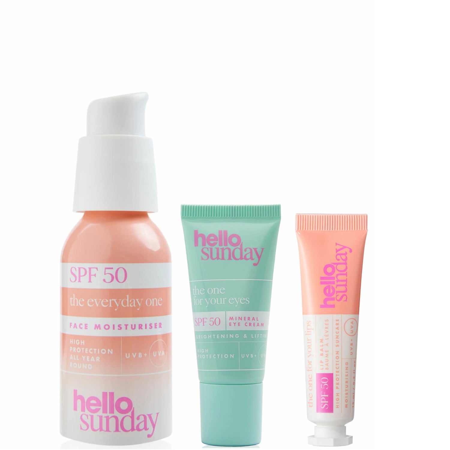 Hello Sunday The Everyday One, The One for Your Lips and The One for Your Eyes (Worth £43.00)