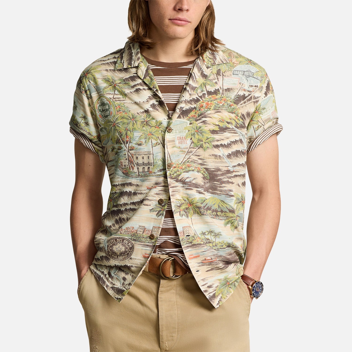 Polo Ralph Lauren Printed Rayon Relaxed-Fit Shirt - M