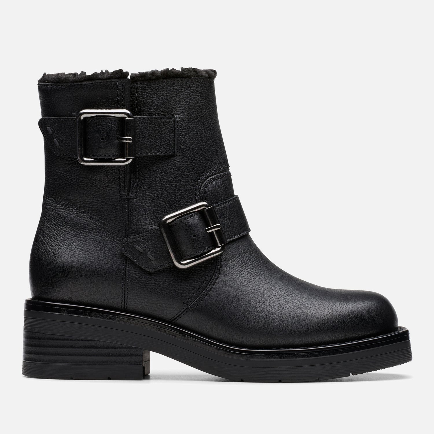 Clarks Women's Rebelle Buckle Leather Biker Boots - UK 3