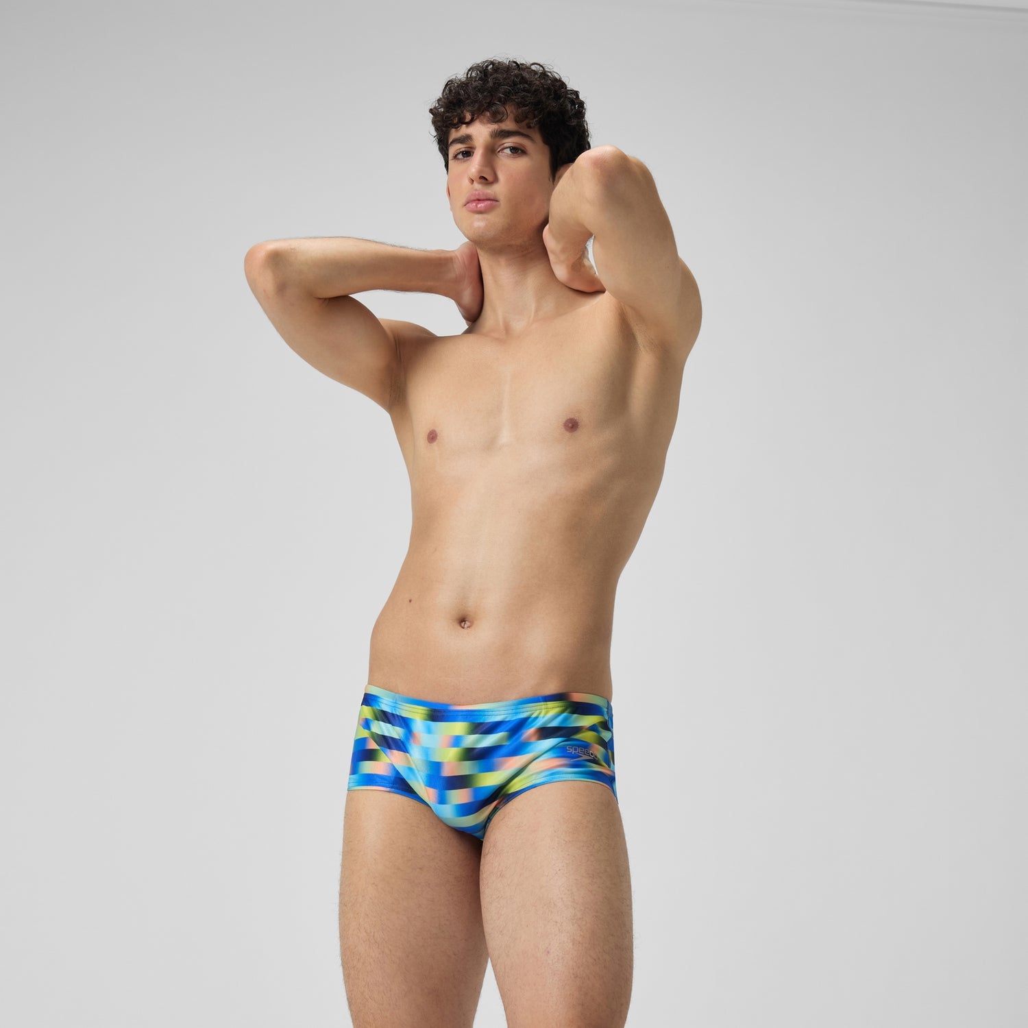 Men s Club Training Allover Digi 14cm Brief Blue Yellow Speedo