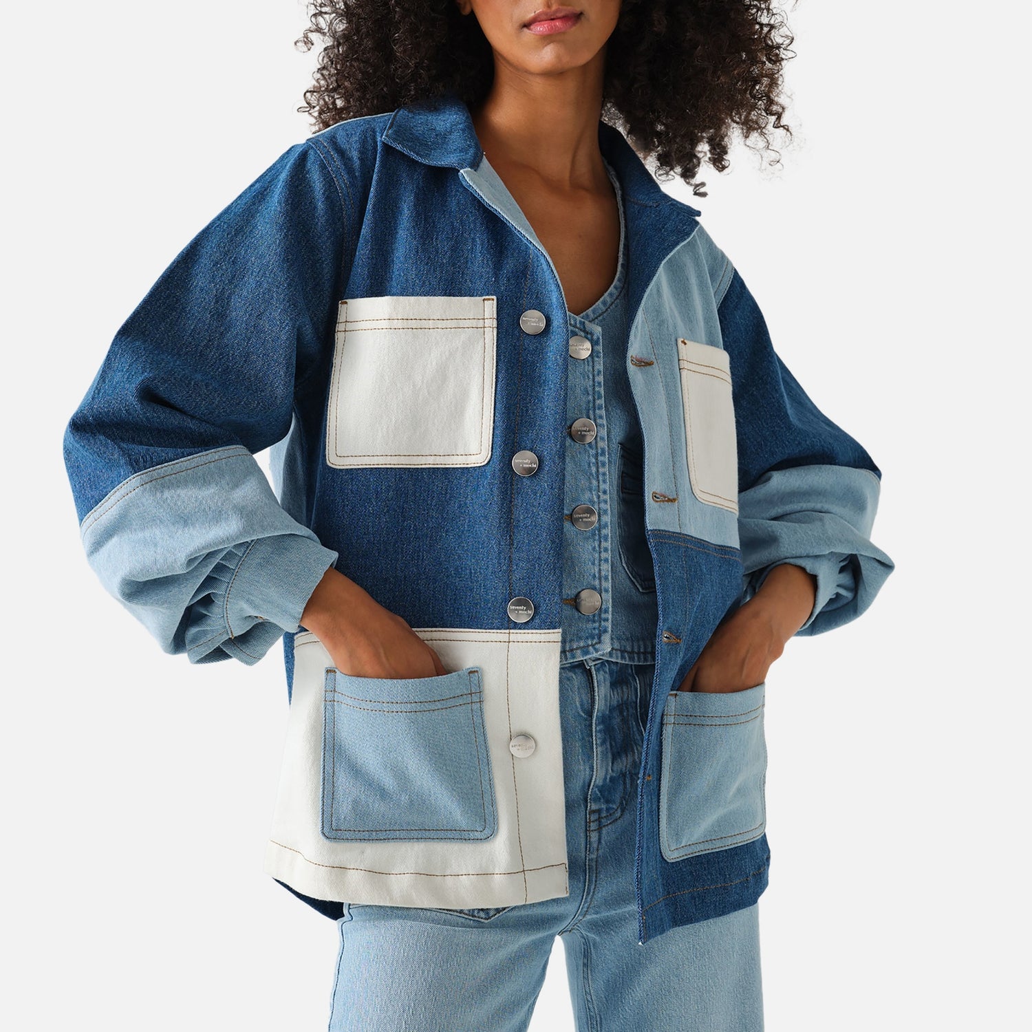 Seventy + Mochi Piper Patched Denim Chore Jacket - UK 8