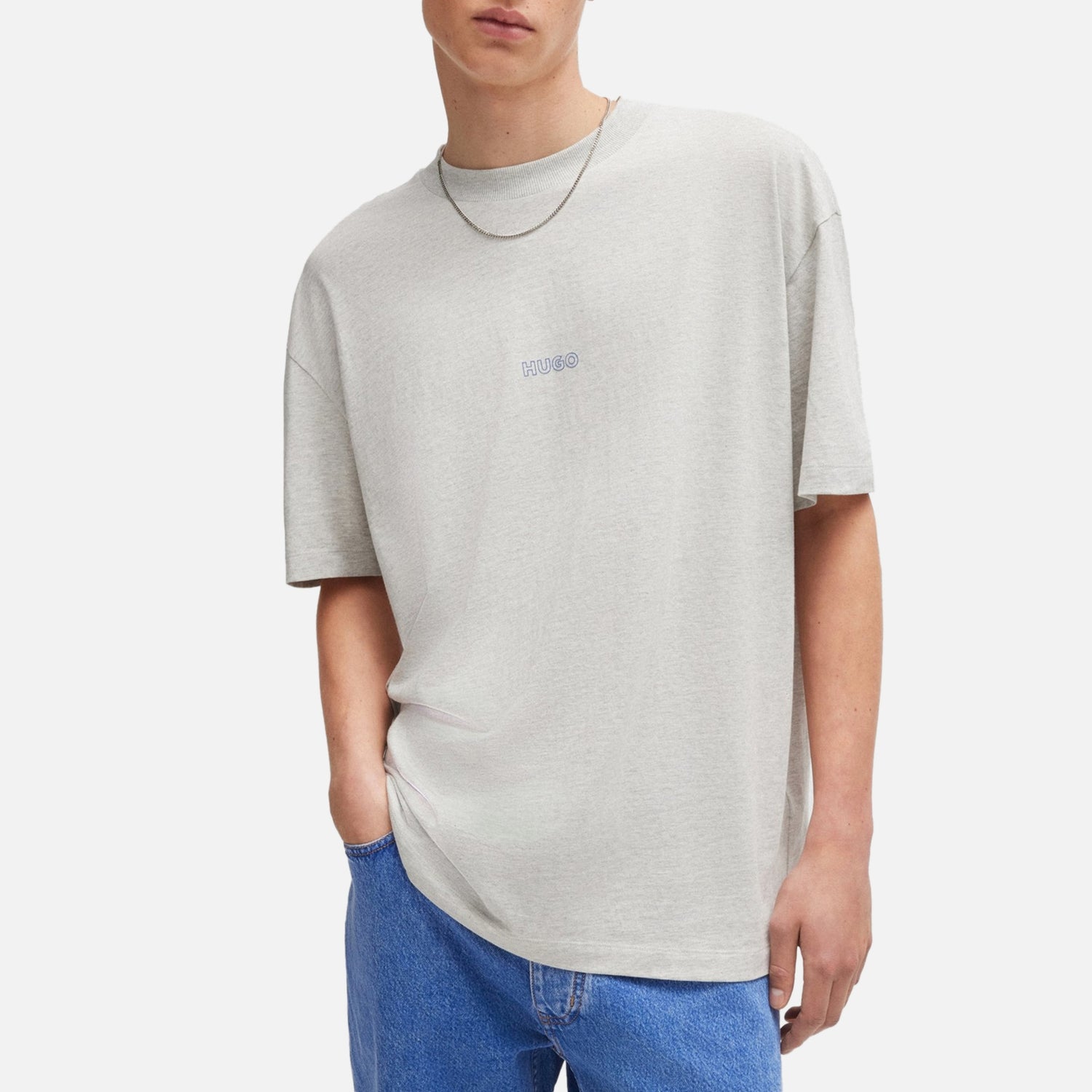 HUGO Blue Nouveres Cotton-Jersey T-Shirt - M
