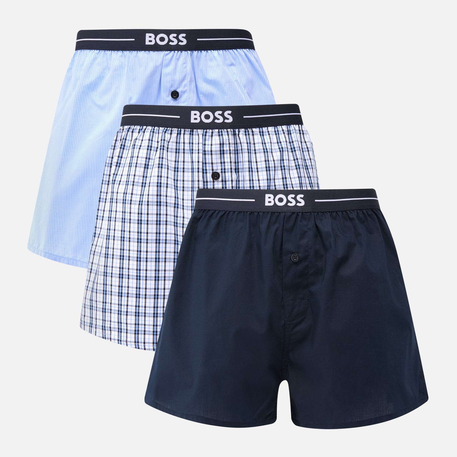 BOSS Bodywear Three-Pack Cotton-Poplin Boxer Shorts