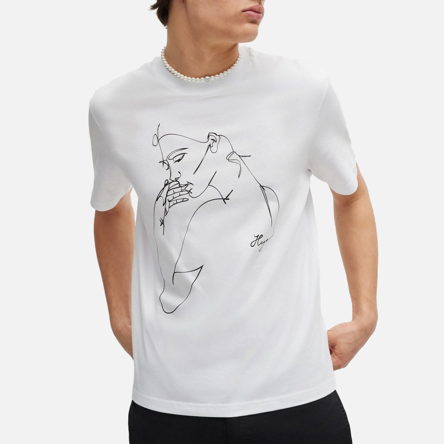 HUGO Daximiko Outline Cotton-Jersey T-Shirt