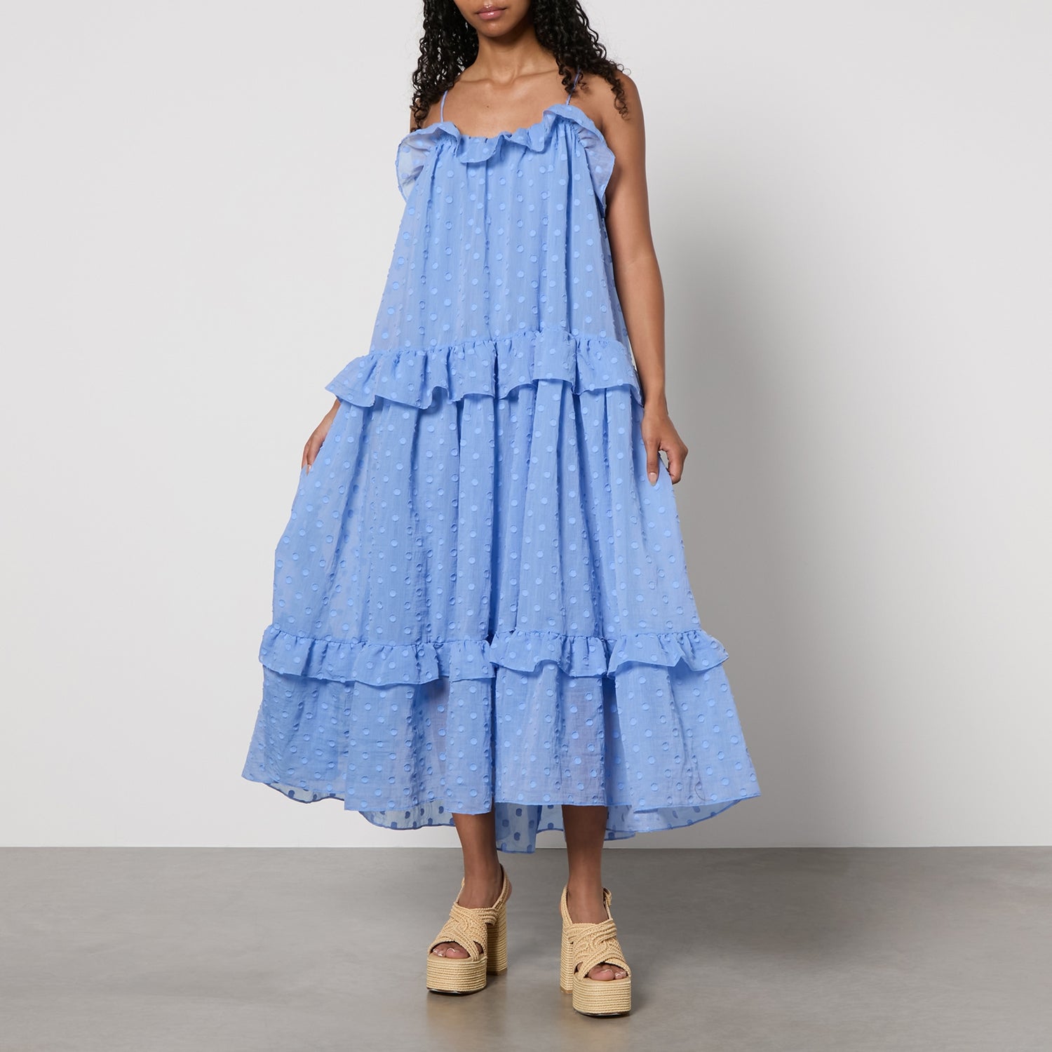 Stella Nova Polka Dot Fil-Coupé Midi Dress