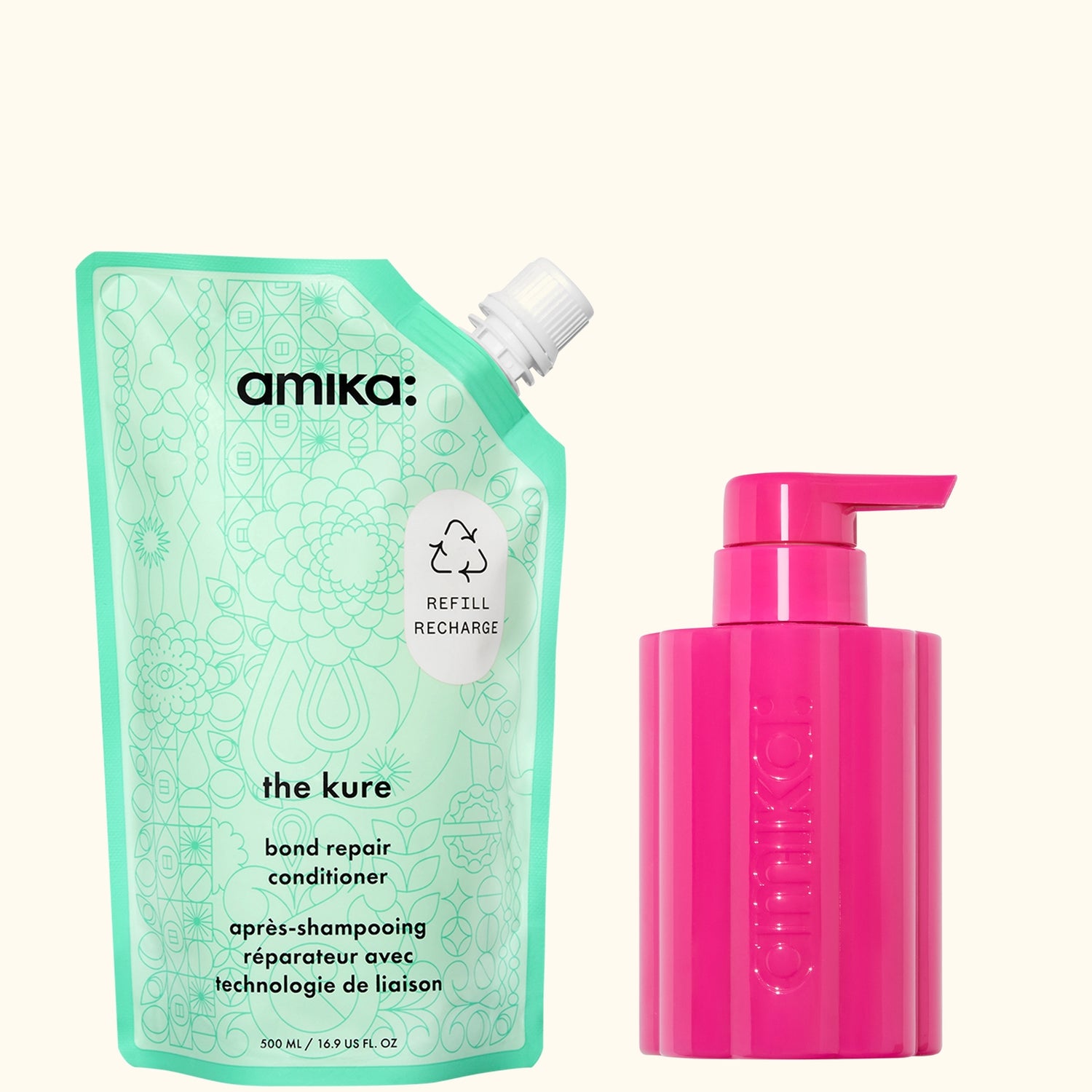 the kure strength repair conditioner forever friend bottle + pouch duo