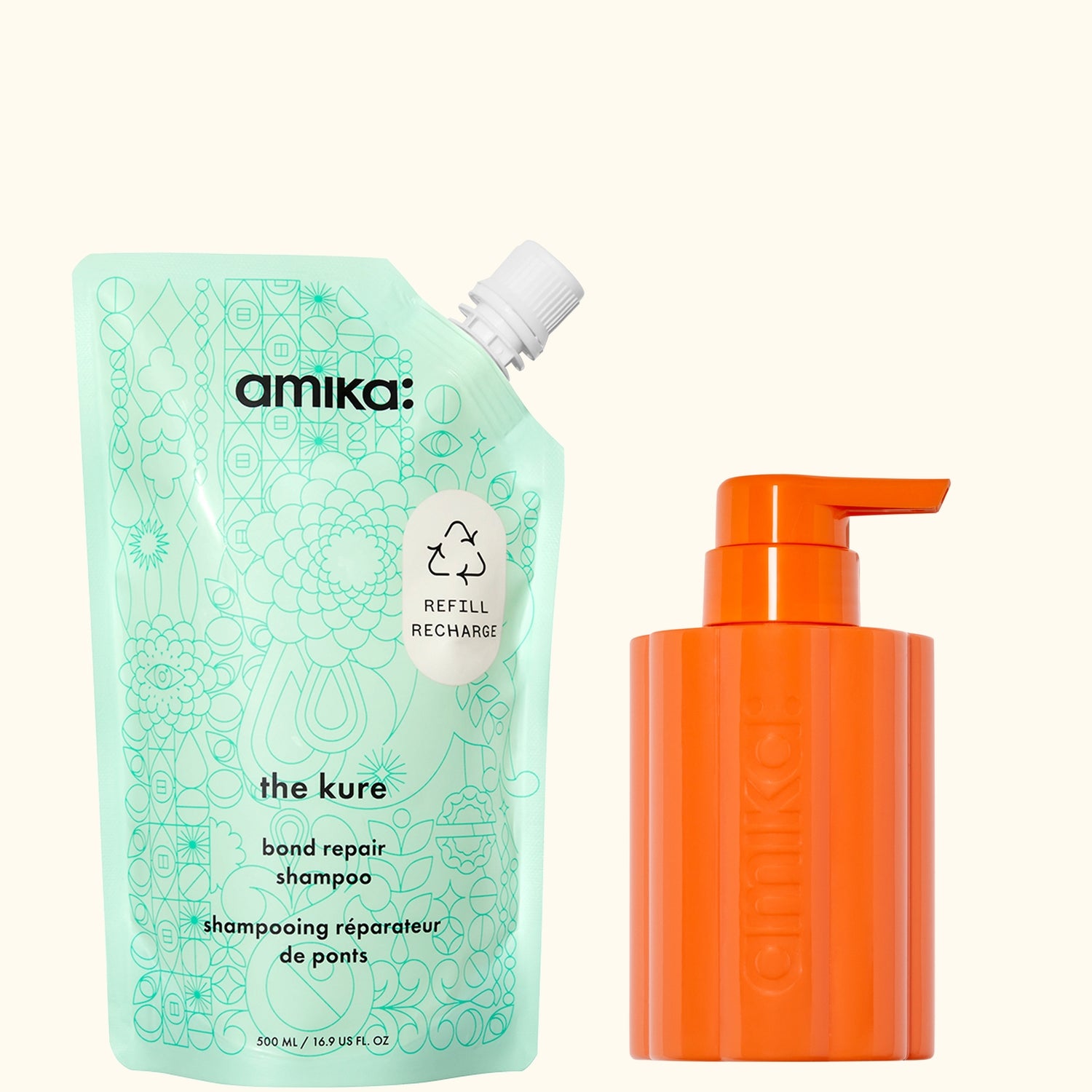 the kure strength repair shampoo forever friend bottle + pouch duo