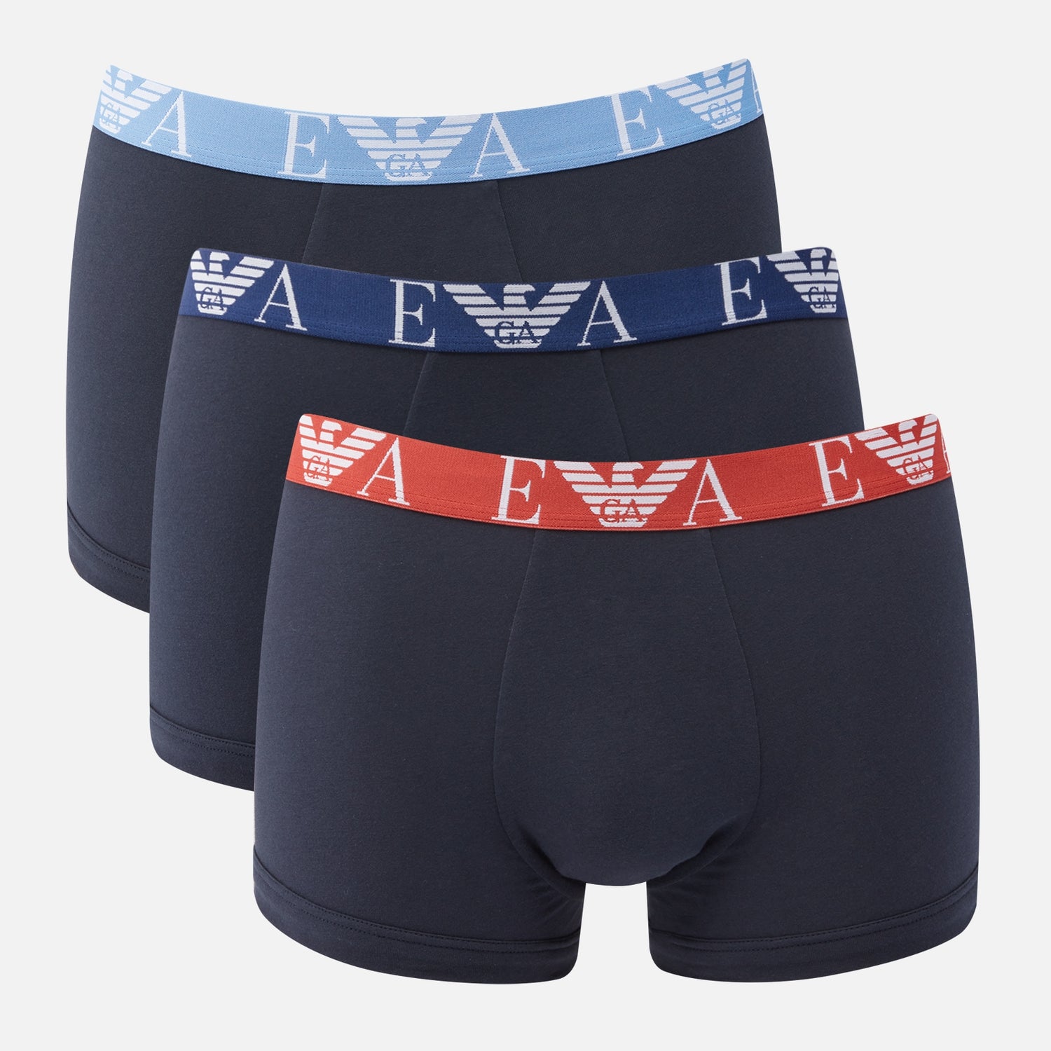 Emporio Armani Bodywear Eagle Three-Pack Cotton-Jersey Boxer Trunks