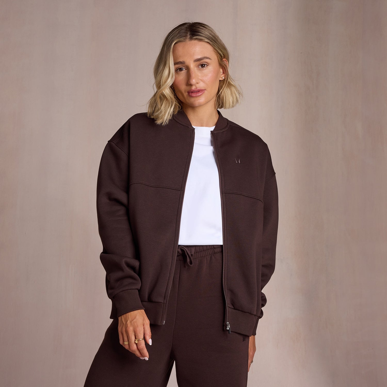MP X Tatiana Piping Detail Bomber Jacket - Coffee