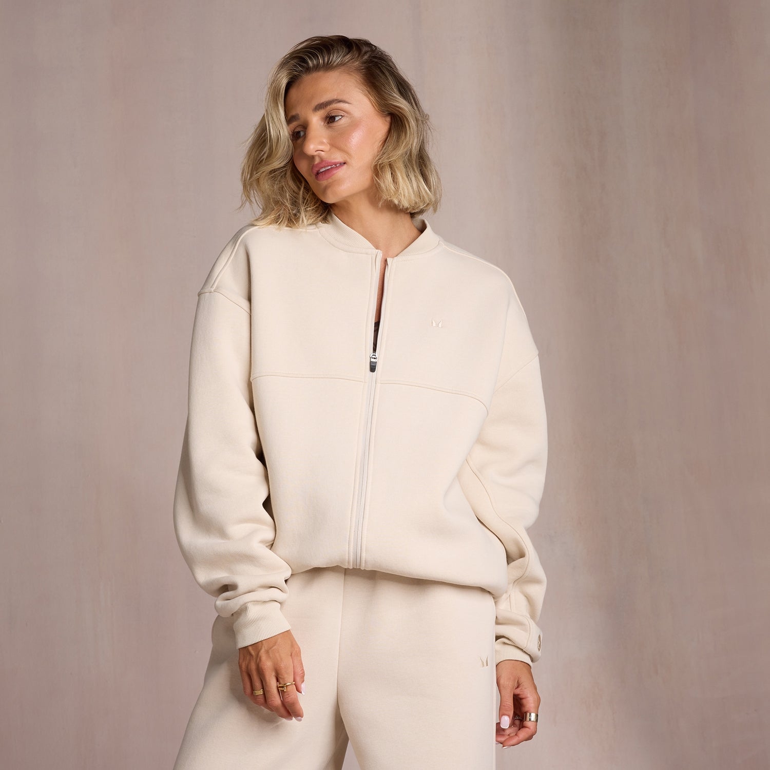 MP X Tatiana Piping Detail Bomber Jacket - Sandstone