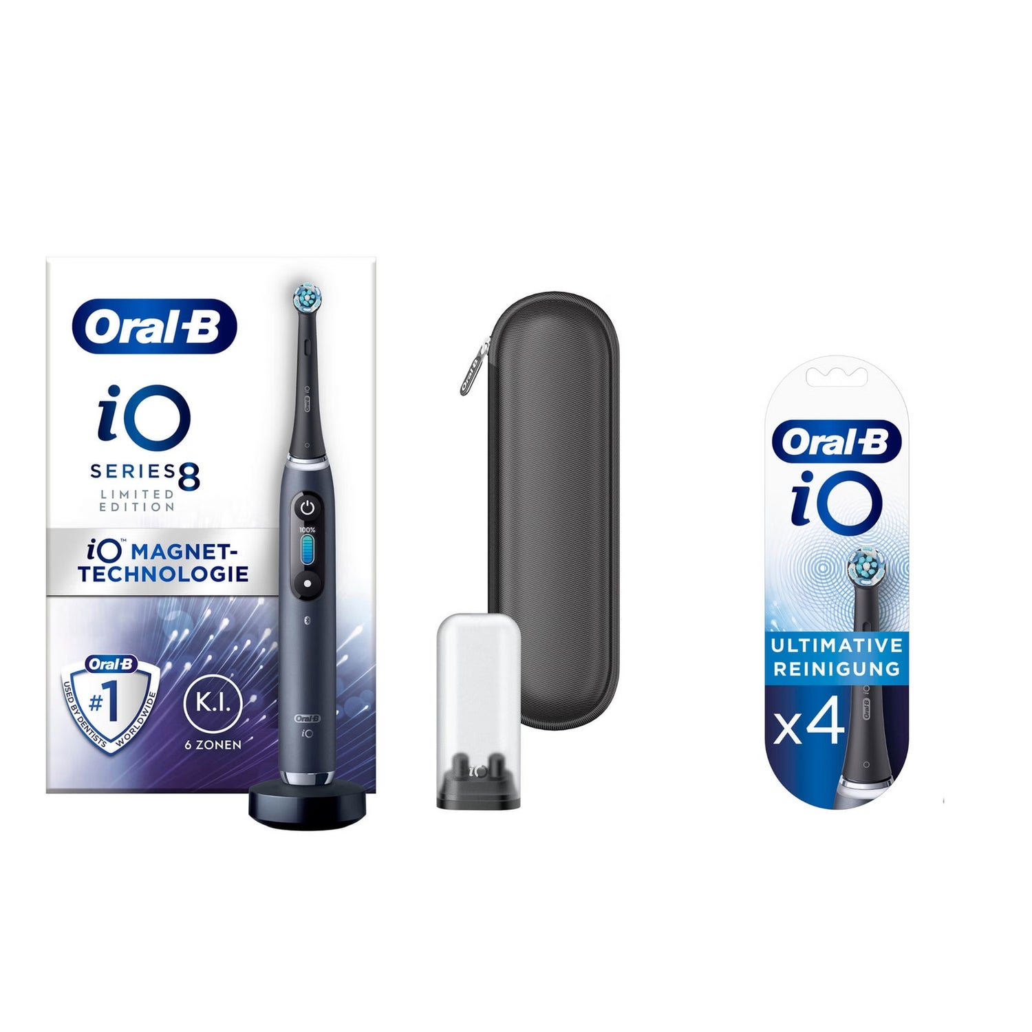 Oral B iO 8 Limitierte Edition elektrische Zahnbürste, Reiseetui - Schwarz