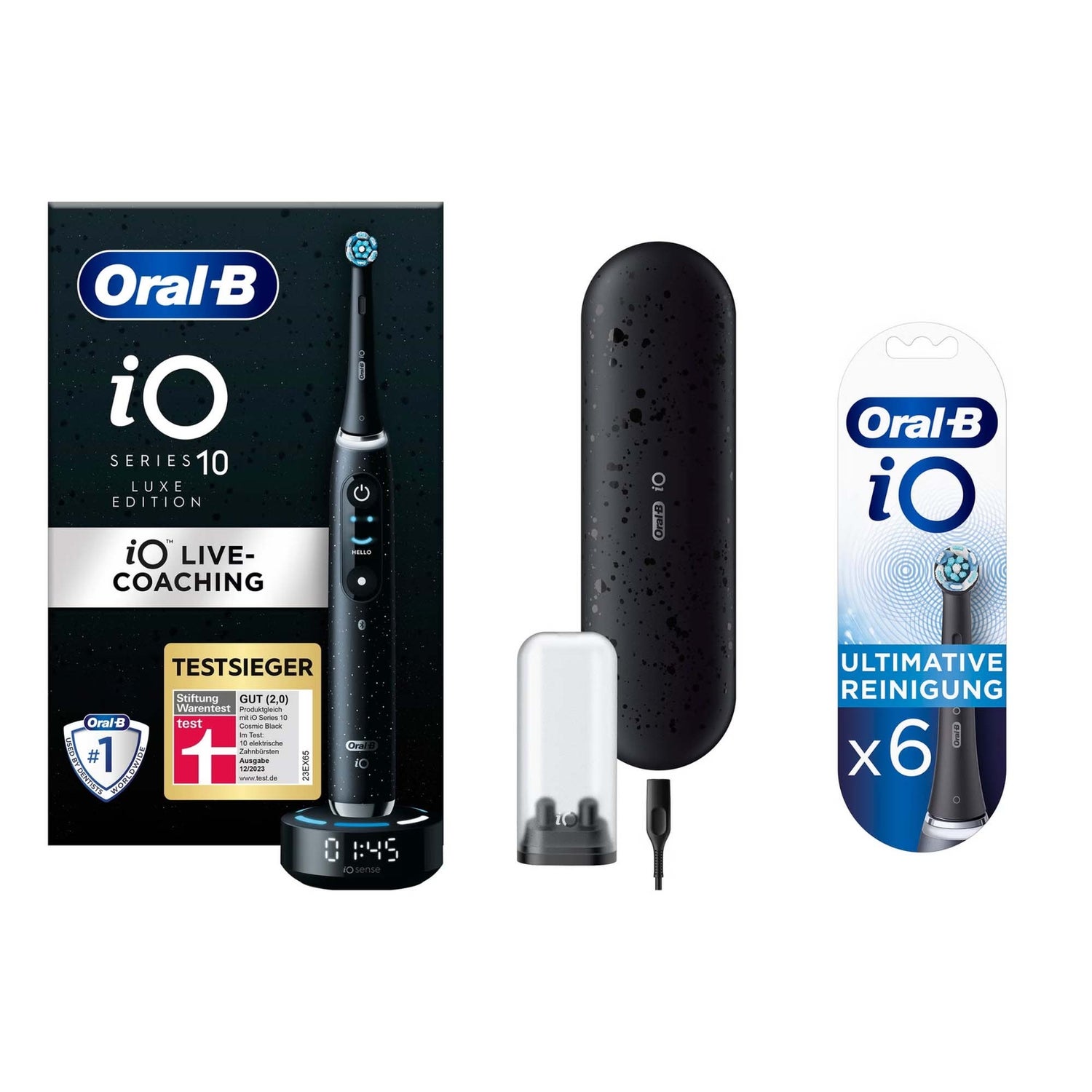 Oral-B iO Series 10 Elektrische Zahnbürste, Luxe Edition, Cosmic Black