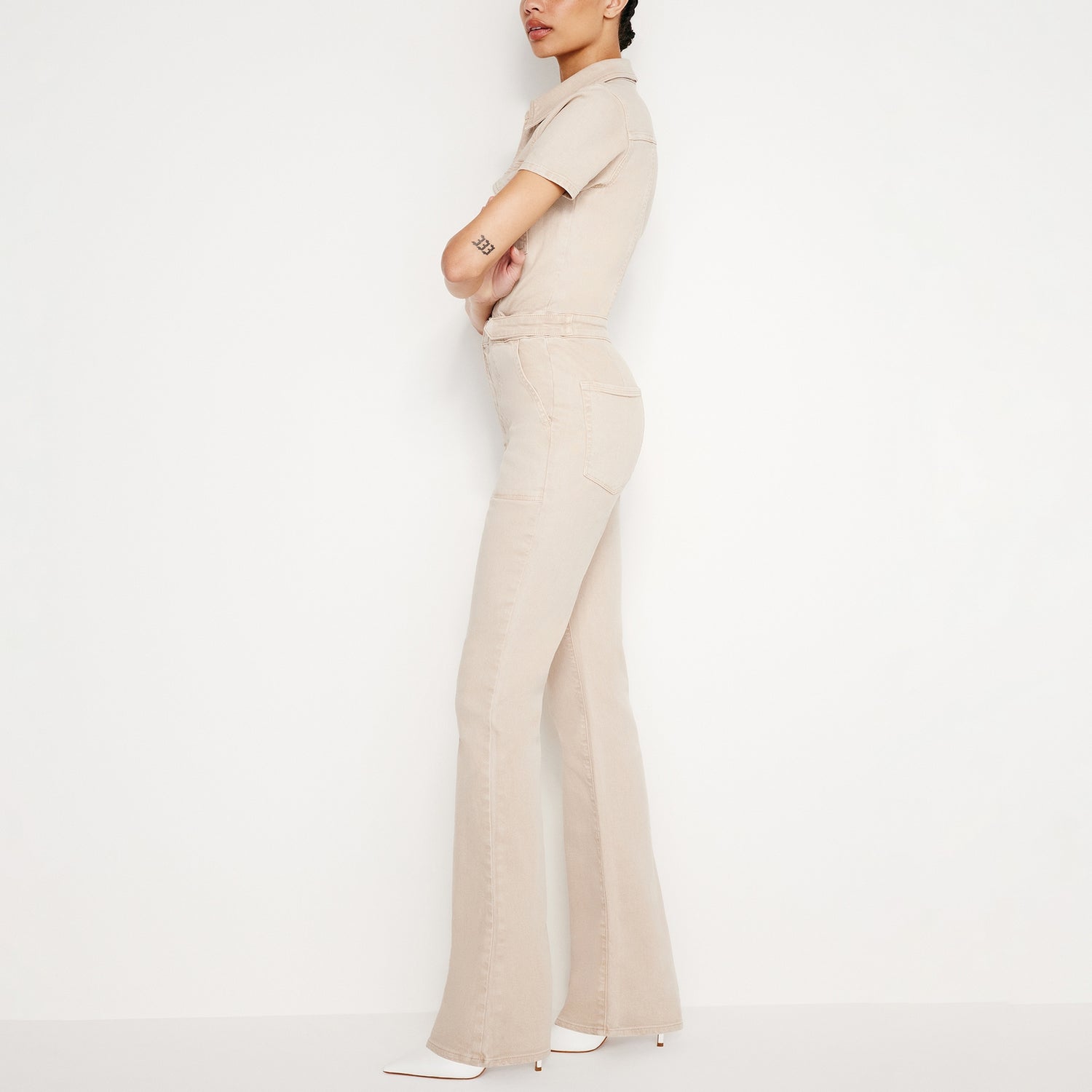 Good American Fit For Success Stretch-Denim Bootcut Jumpsuit - XS