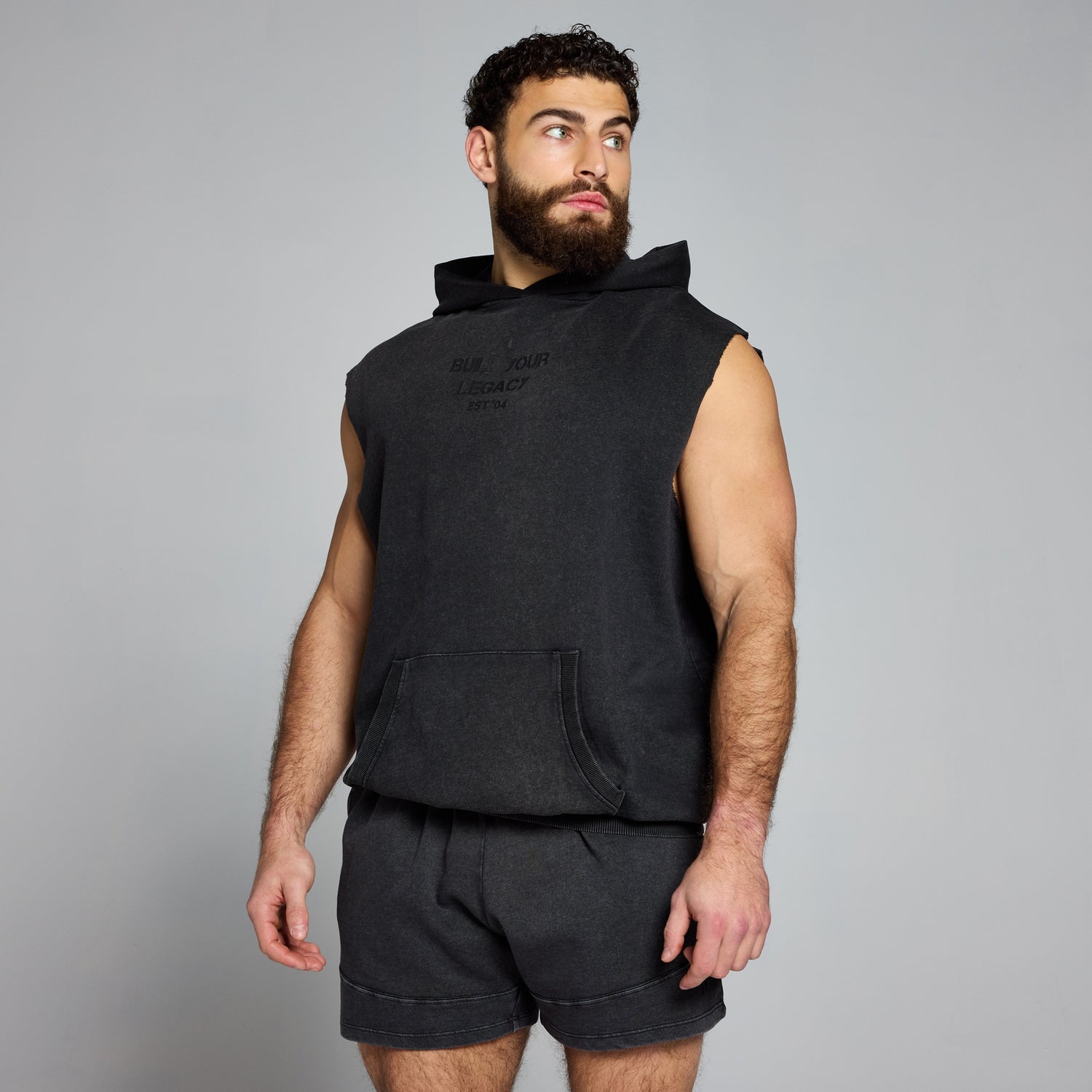 MP Men's Origin Washed Graphic Sleeveless Hoodie - Washed Black - XS