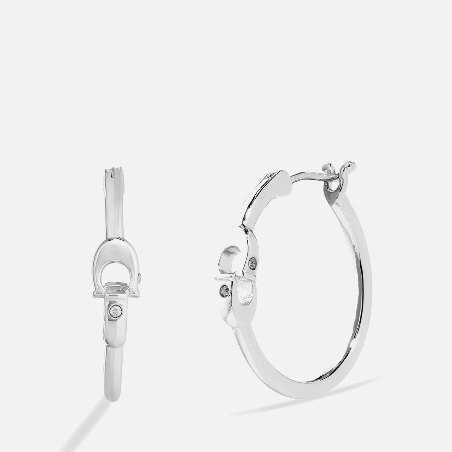 Coach Intrlck Silver-Tone Hoop Earrings