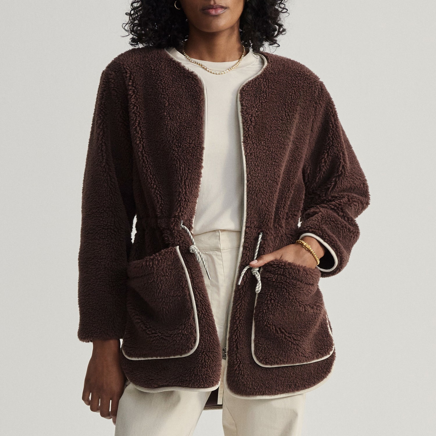 Varley Angelina Sherpa Faux Fur Coat - L