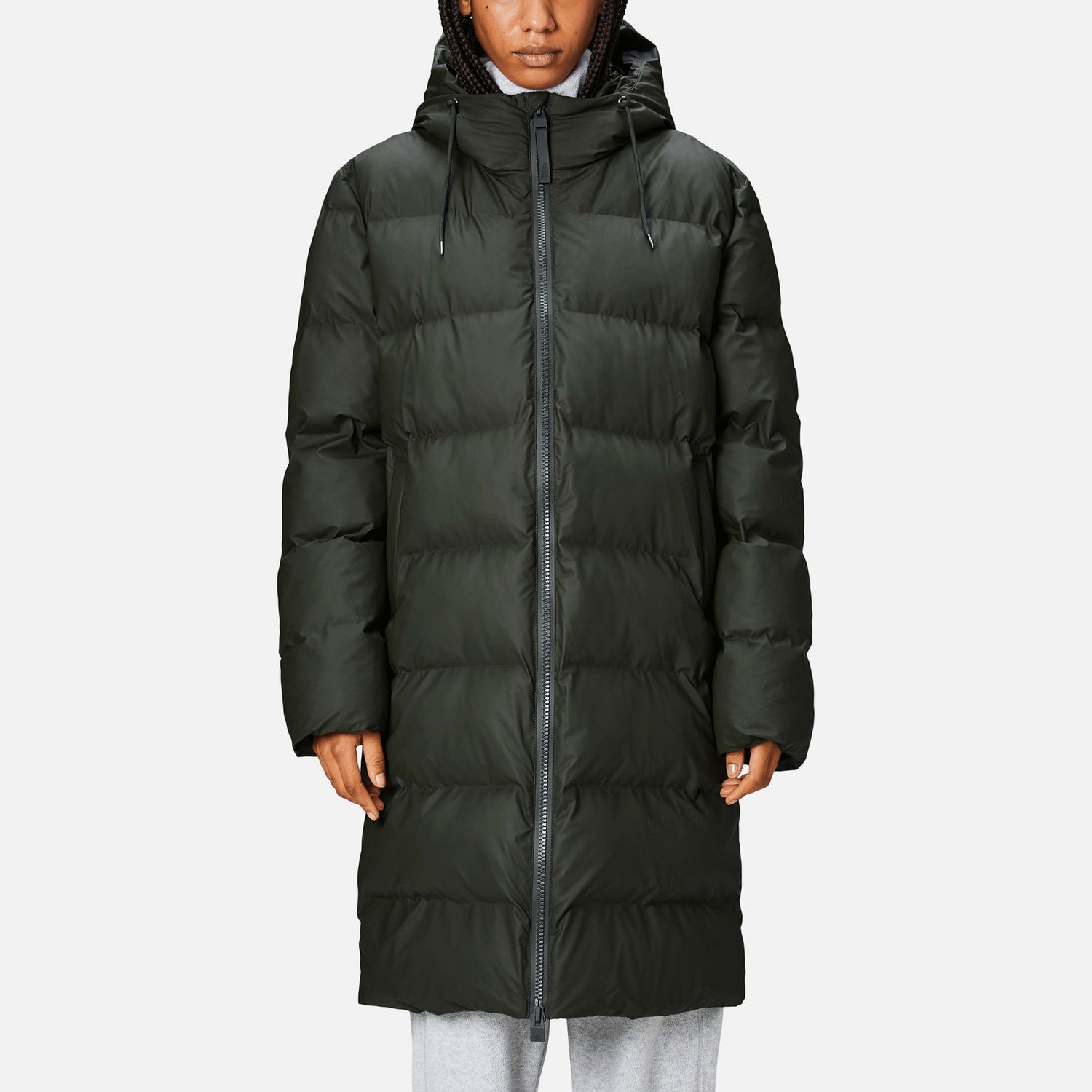 Rains Alta Long Coated Shell Puffer Jacket - XS