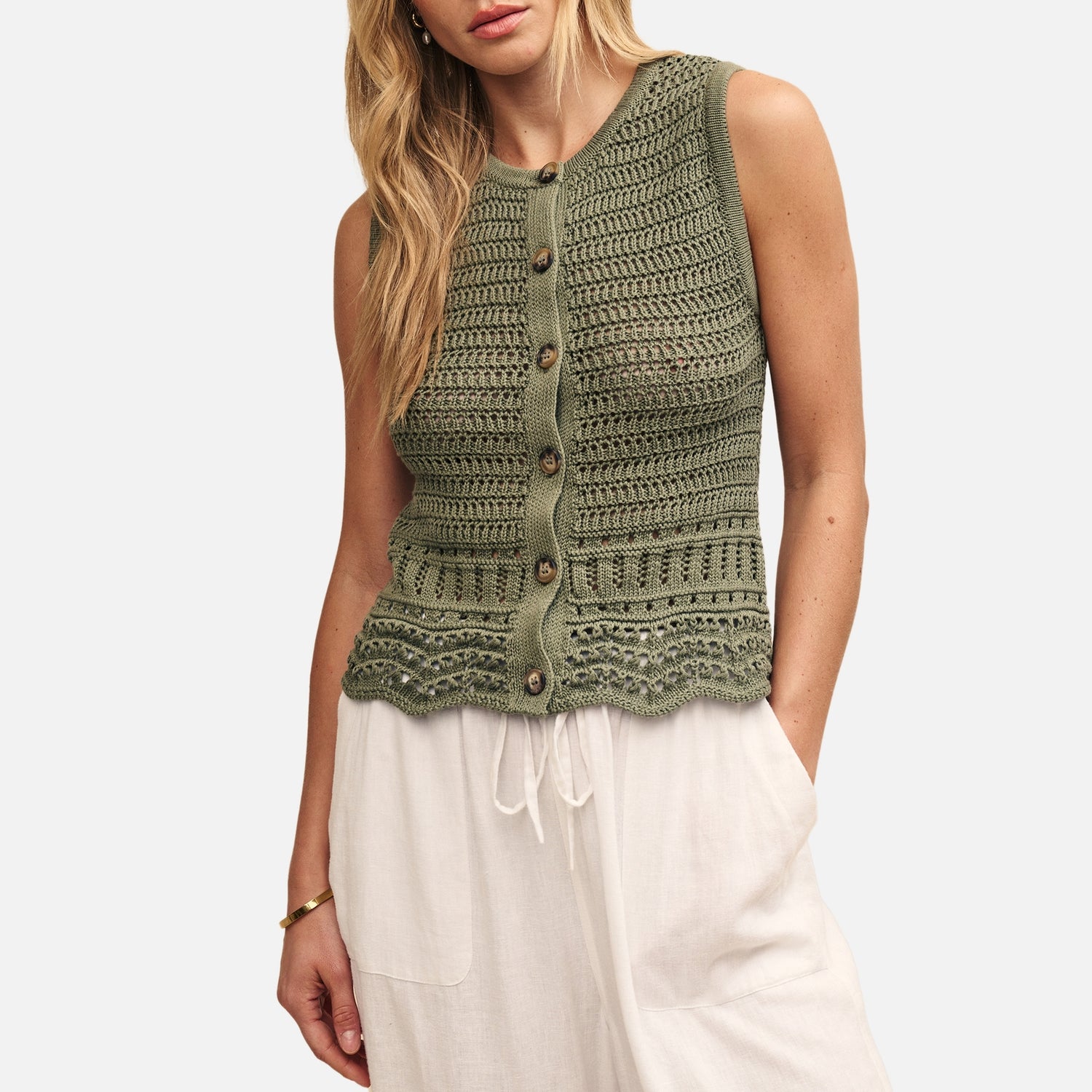 Nobody's Child Organic Cotton Crochet Waistcoat - M