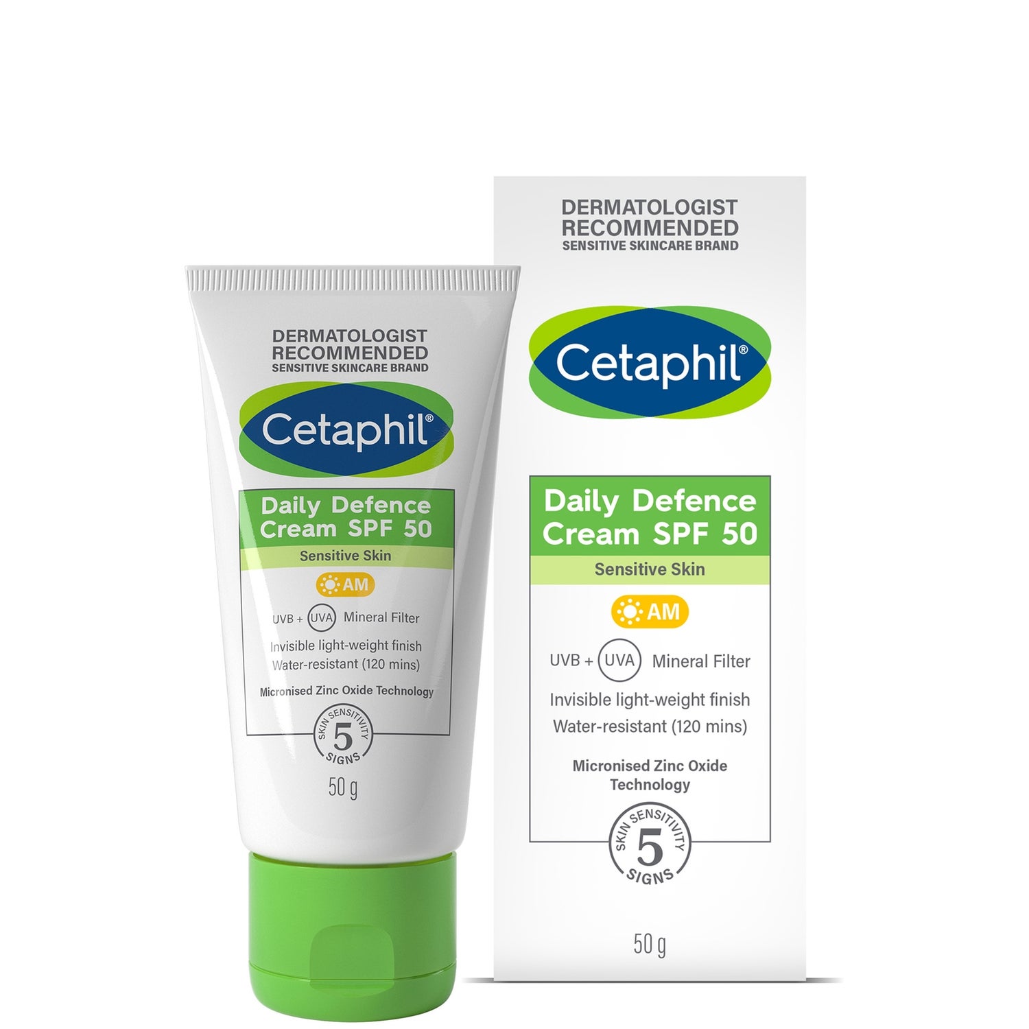 Cetaphil Daily Defence Cream SPF50 with UVA/UVB Filters for Sensitive Skin 50g