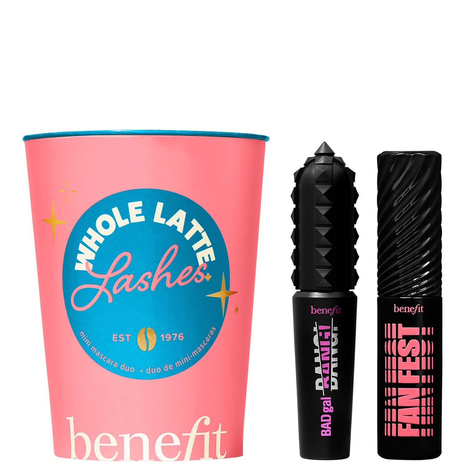 benefit Whole Latte Lashes Mini Badgal Bang! Volumising and Fan Fest Fanning Mascara Duo