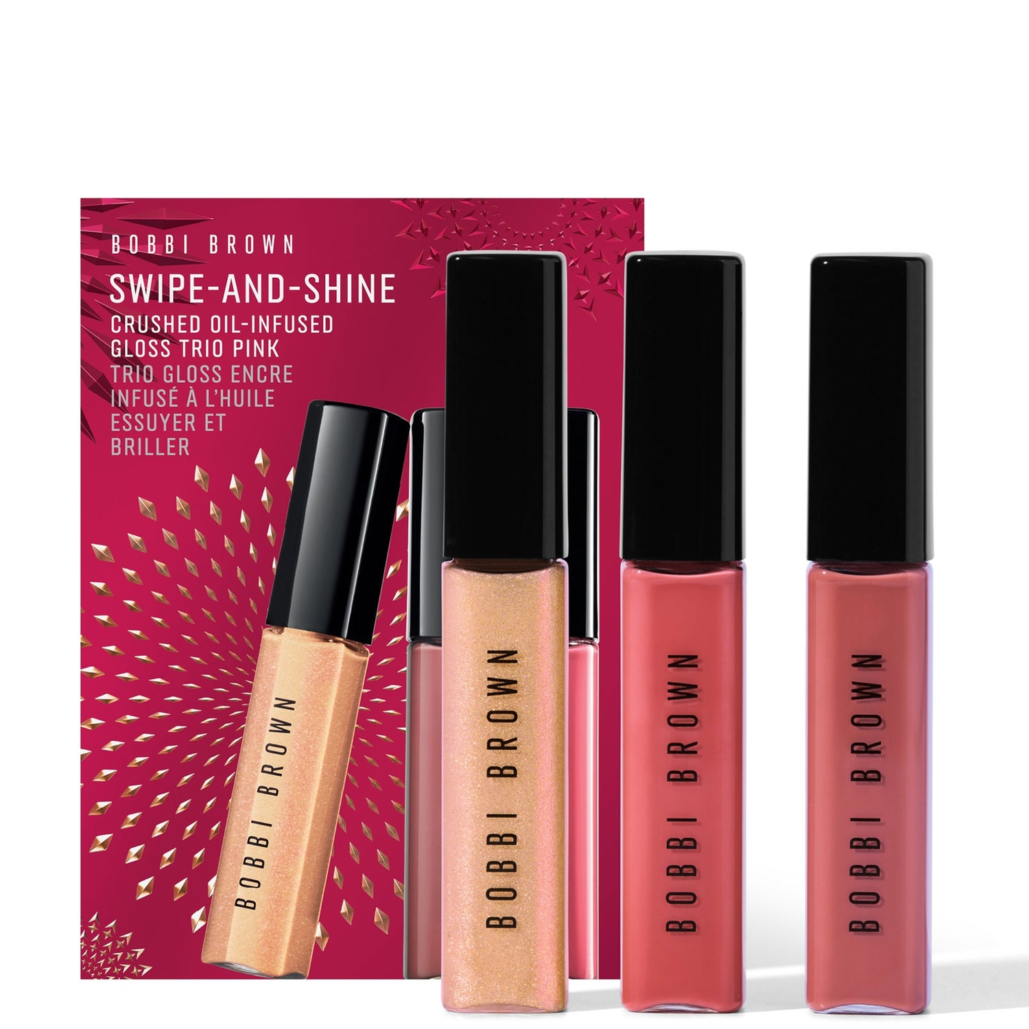 Bobbi Brown Swipe-and-Shine Crushed Oil-Infused Gloss Trio - Pink
