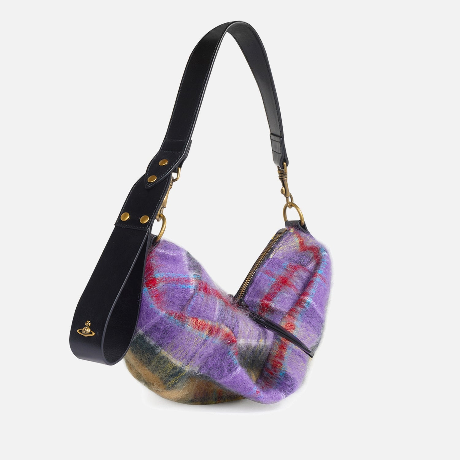 Vivienne Westwood Agnes Tartan Wool Small Shoulder Bag