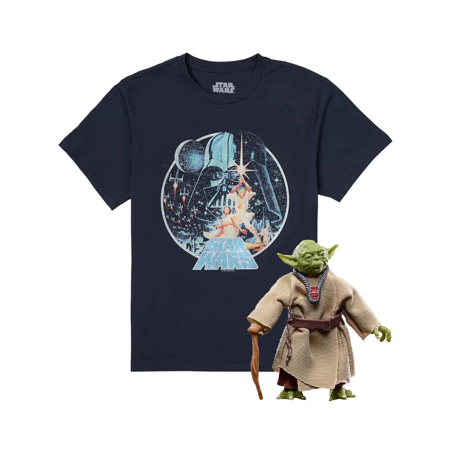 Hasbro Star Wars The Vintage Collection Yoda Action Figure & T-Shirt Bundle