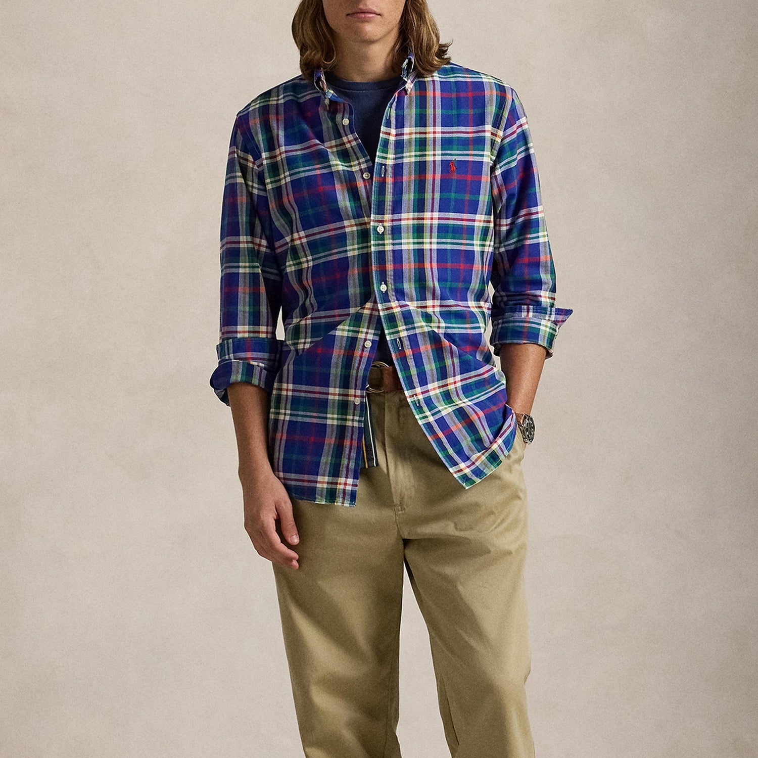 Polo Ralph Lauren Custom Fit Oxford Checked Shirt - Royal/White Multi - S