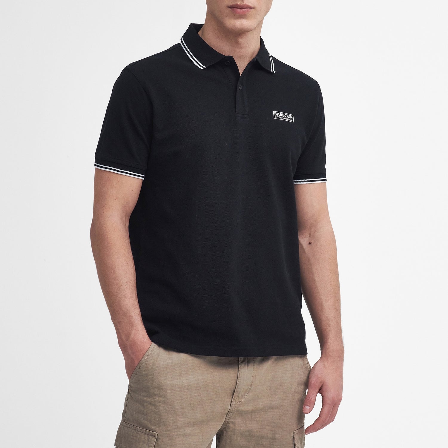 Barbour International Evan Cotton Tipped Polo Shirt - S